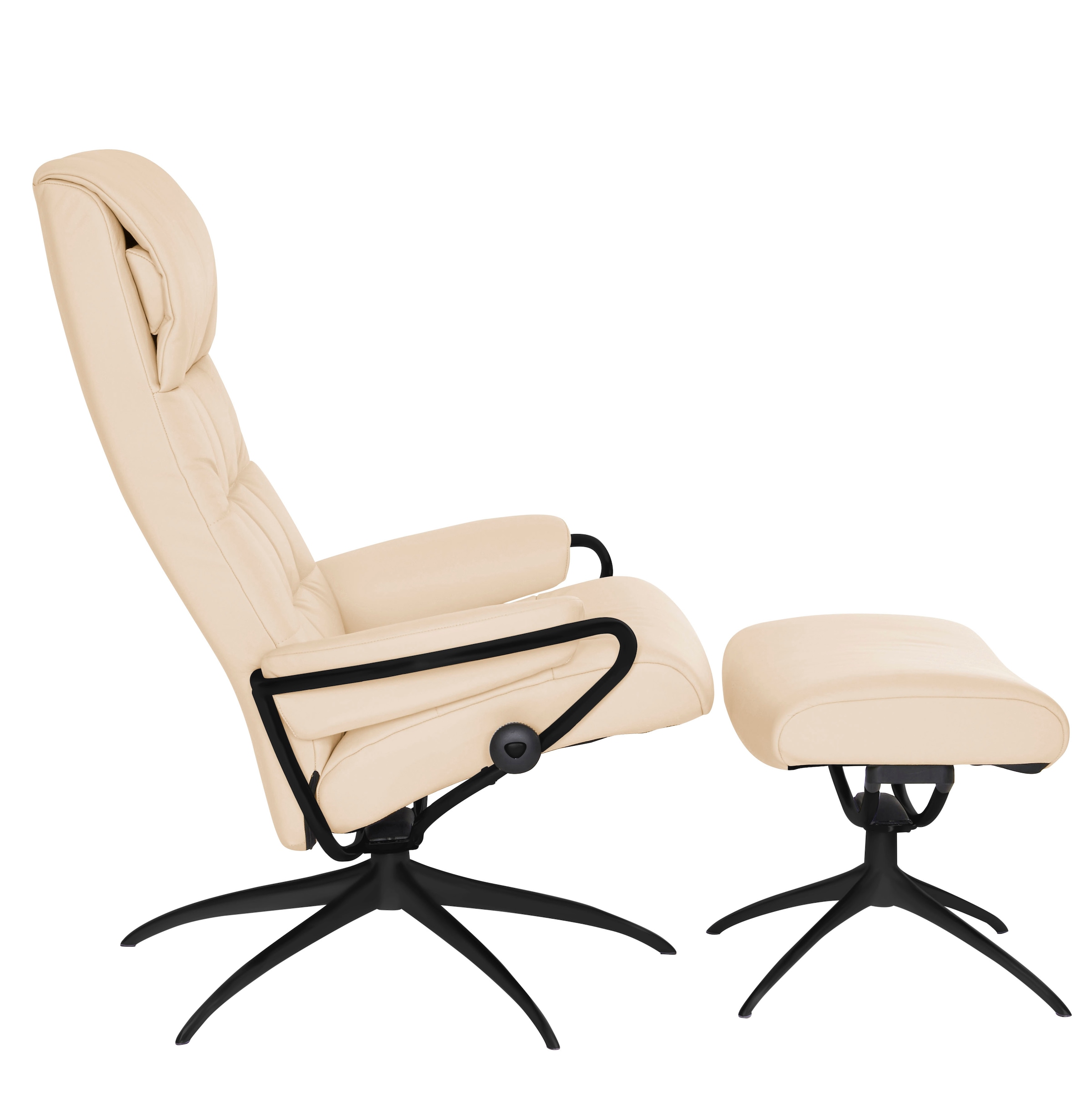 Stressless® Relaxsessel »London«, (Set, Relaxsessel mit Hocker), mit Hocker, High Back, mit Star Base, Gestell Schwarz