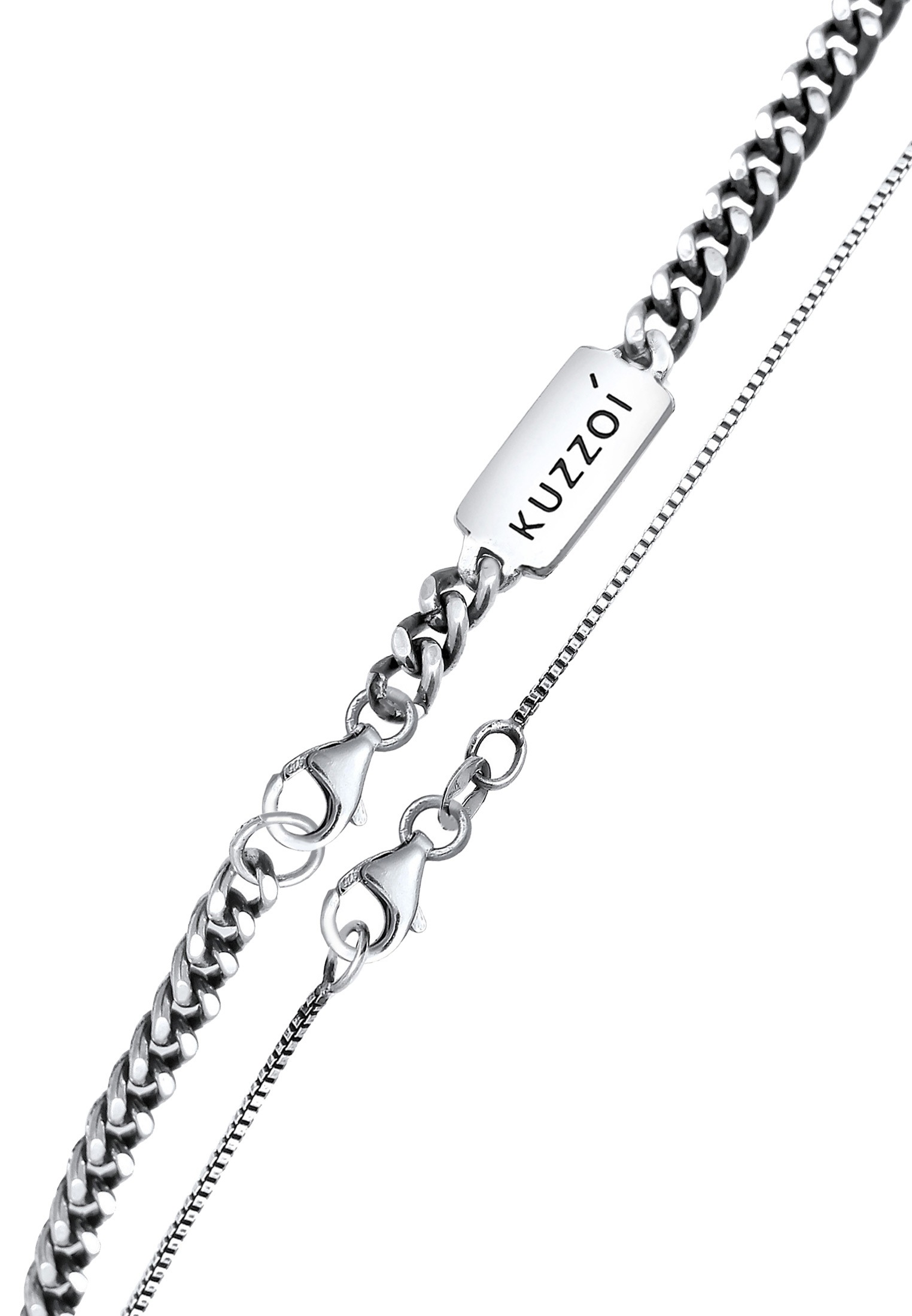 Kuzzoi Silberkette »Halskette Herren Ketten Panzer Venezia (2 tlg.) 925 Silber«