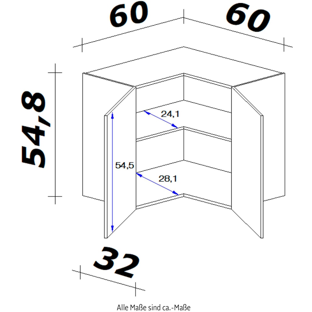 Flex-Well Eckhängeschrank »Morena«, (B x H x T) 60 x 54,8 x 32 cm - als Ecklösung