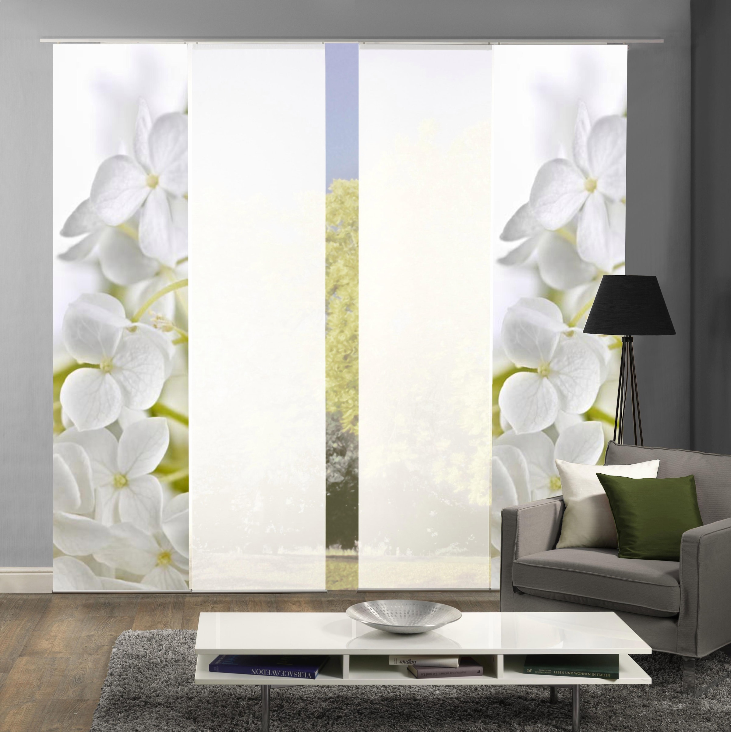 HOME WOHNIDEEN Schiebegardine »PADUA« Klettband 5 Stk. tlg. HxB: 245x60, inkl. Befestigungszubehör