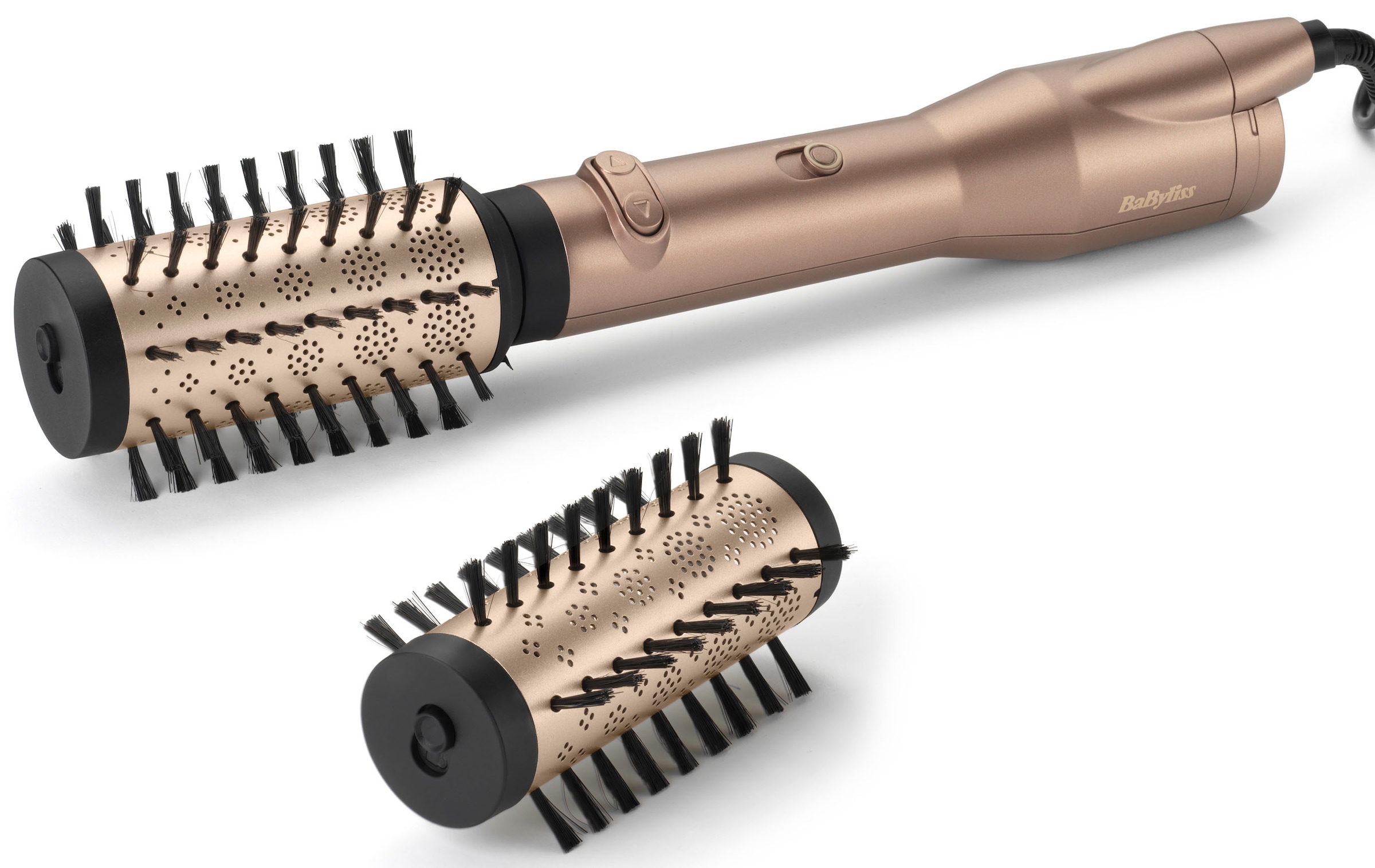 BaByliss Warmluftbürste »Big Hair Dual Warmluftbürste rotierend,  AS952E« 2 Aufsätze Rotierender Rundbürstenföhn mit Ionen, 2 Aufsätze für Volumen, 650 W