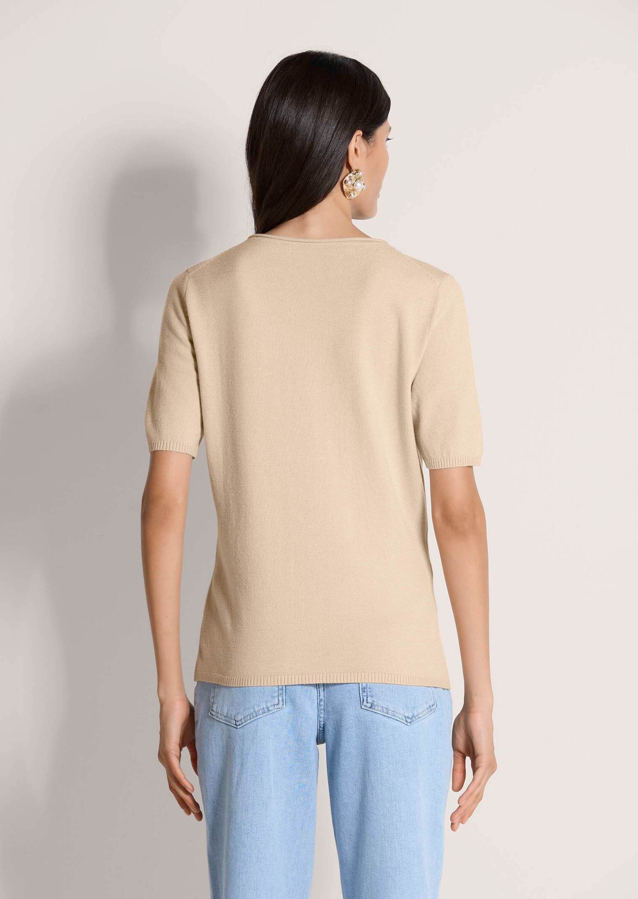 MADELEINE Longpullover »Strickshirt Sommerpulli mit Rollkante« schmale Rippenabschlüsse