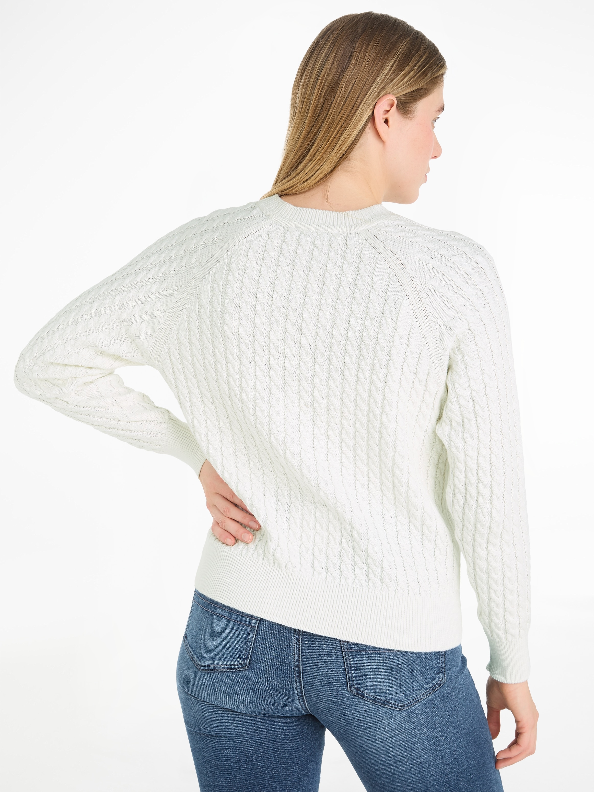 Tommy Hilfiger Rundhalspullover »CO CABLE C-NK SWEATER«, mit Zopfmuster