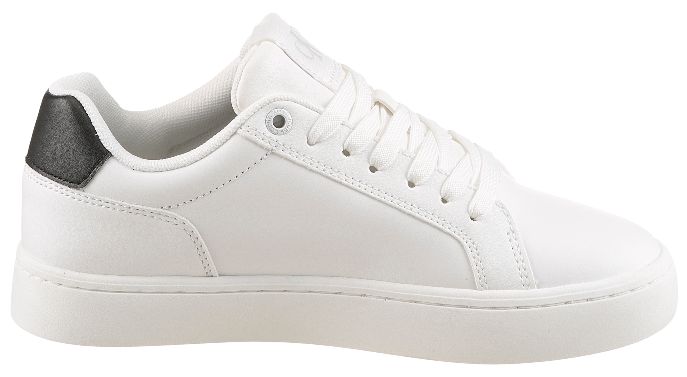 Calvin Klein Jeans Plateausneaker »CLASSIC CUPSOLE MONO LTH WN«, Schnürschuh, Halbschuh, Freizeitschuh mit seitlichem Logo
