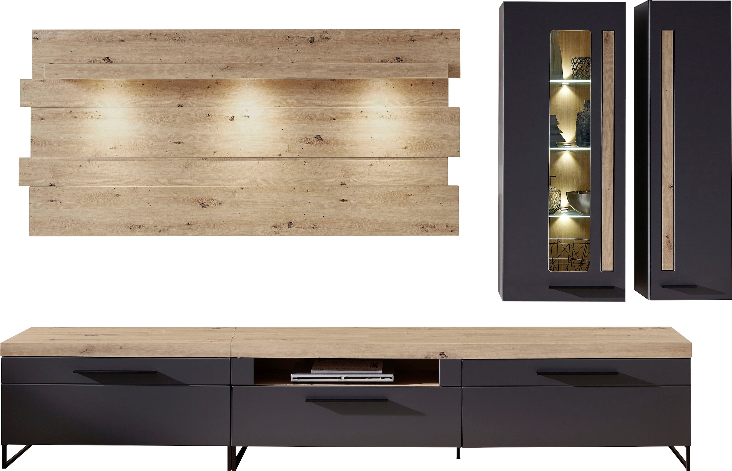 Innostyle Wohnwand »Loft Two, TOPSELLER!«, (5 St., TV-Wand), inkl. LED-Beleuchtung