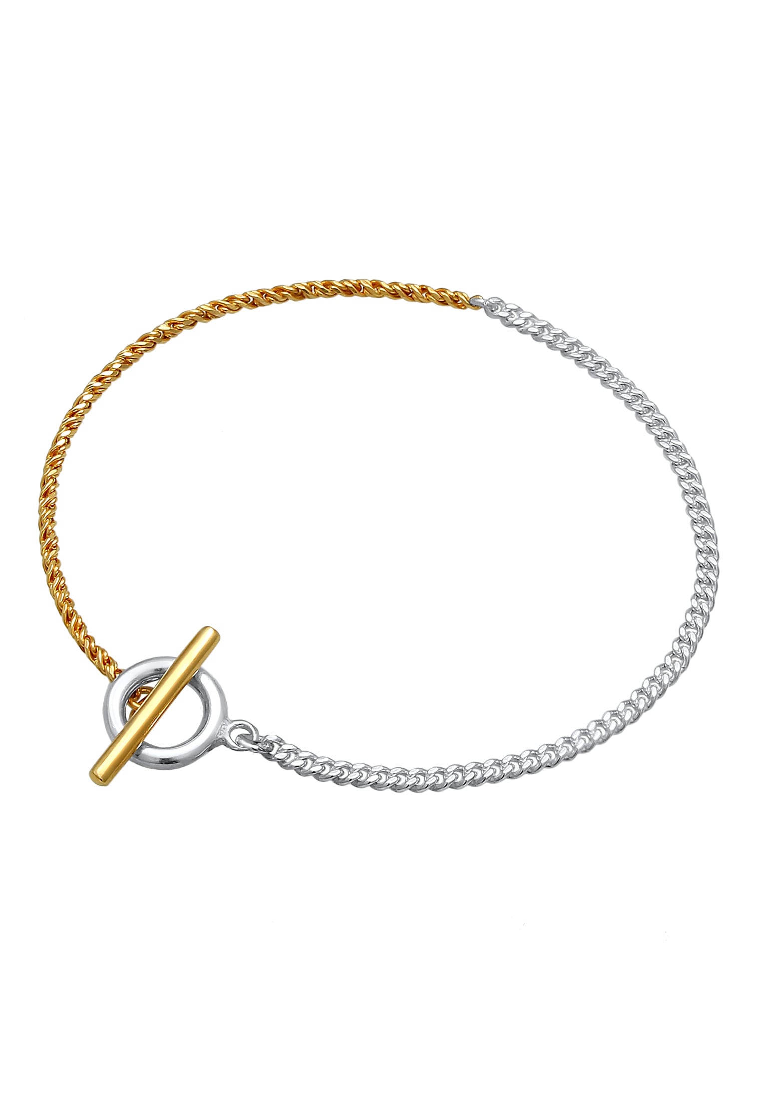Elli Armkette »Armband Panzerkette Kordel Kreis Stab Bi-Color 925 Silber«