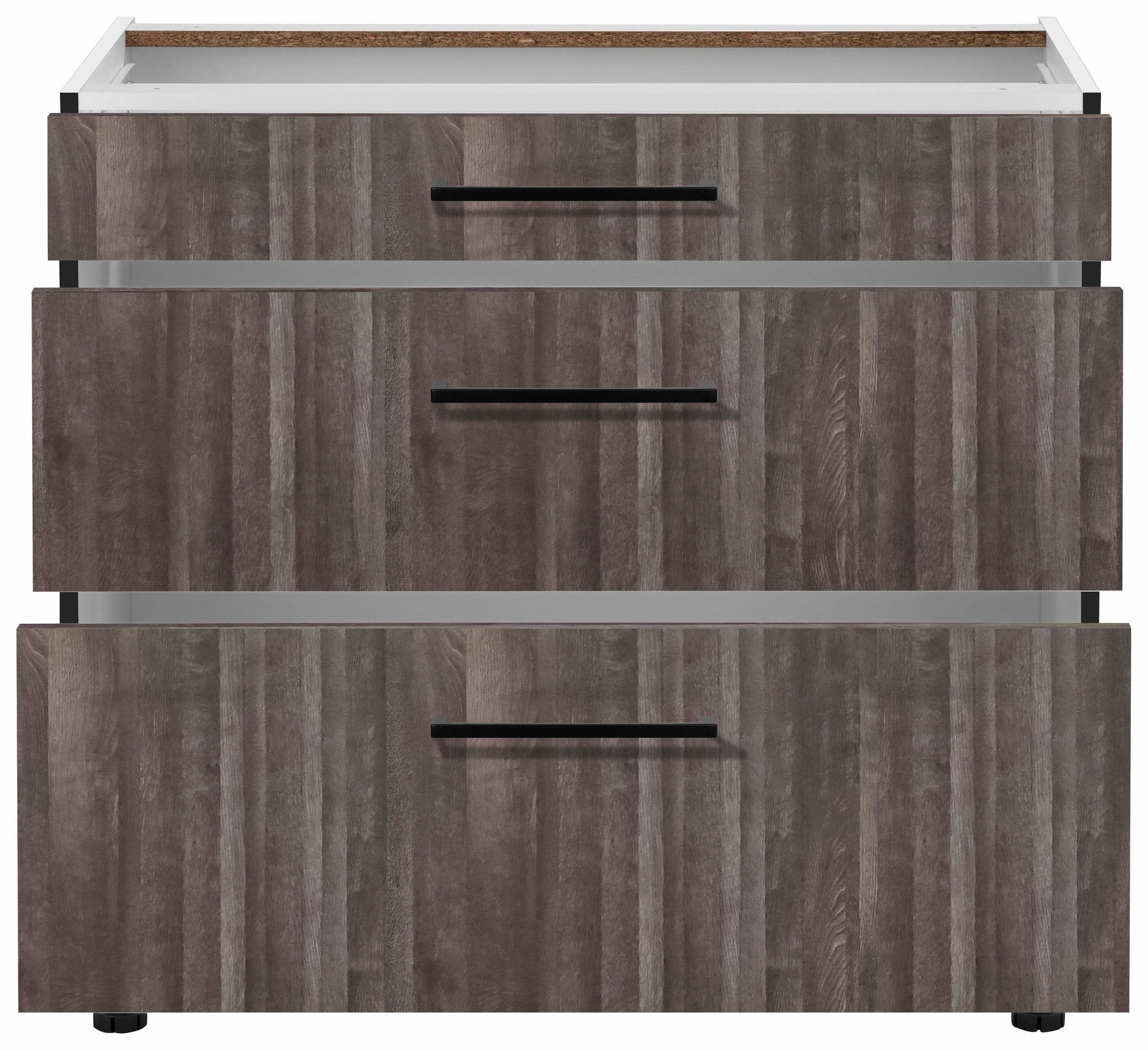 wiho Küchen Unterschrank »Nisos«, 90 cm breit, Soft-Close in Schubladen, verstellbare Füße, ohne Platte