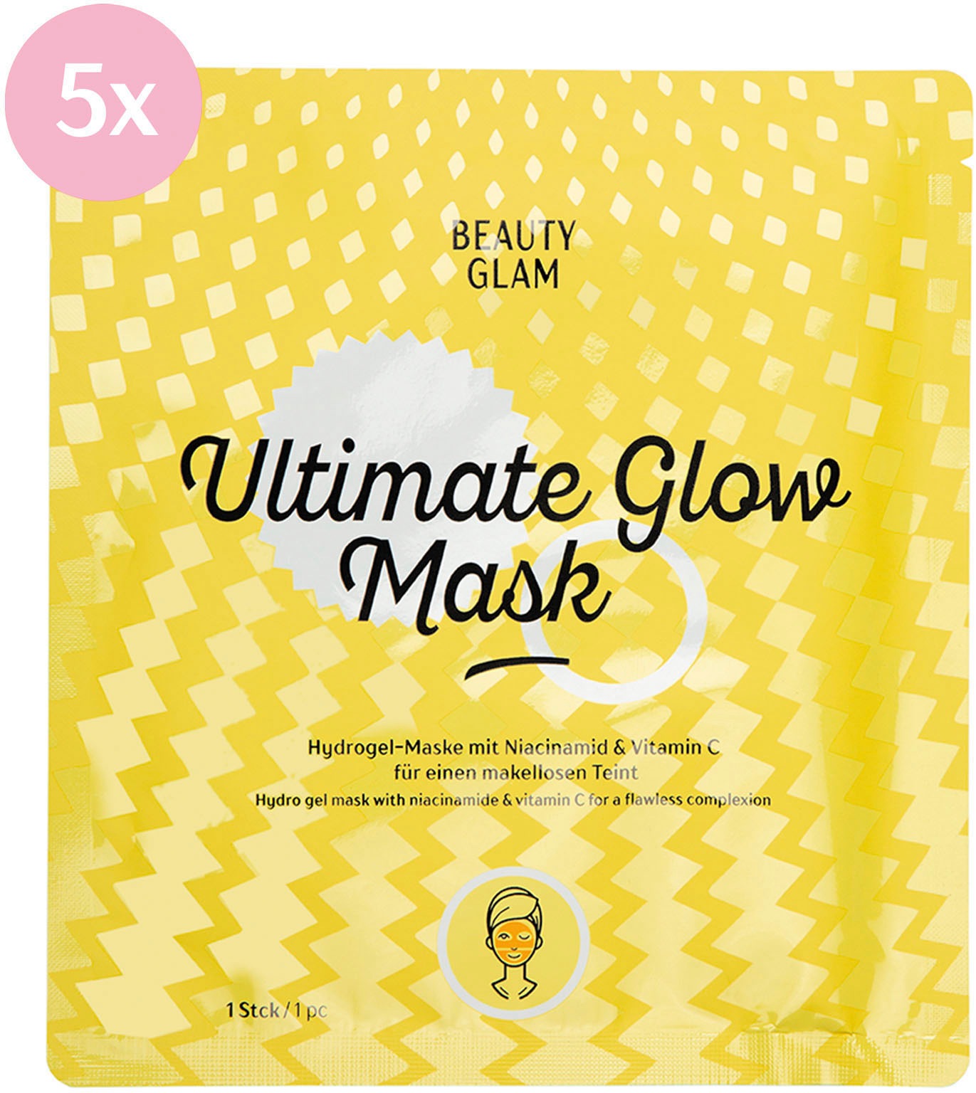 BEAUTY GLAM Gesichtsmasken-Set »Beauty Glam Ultimate Glow Mask«, (Set, 5 tlg.)