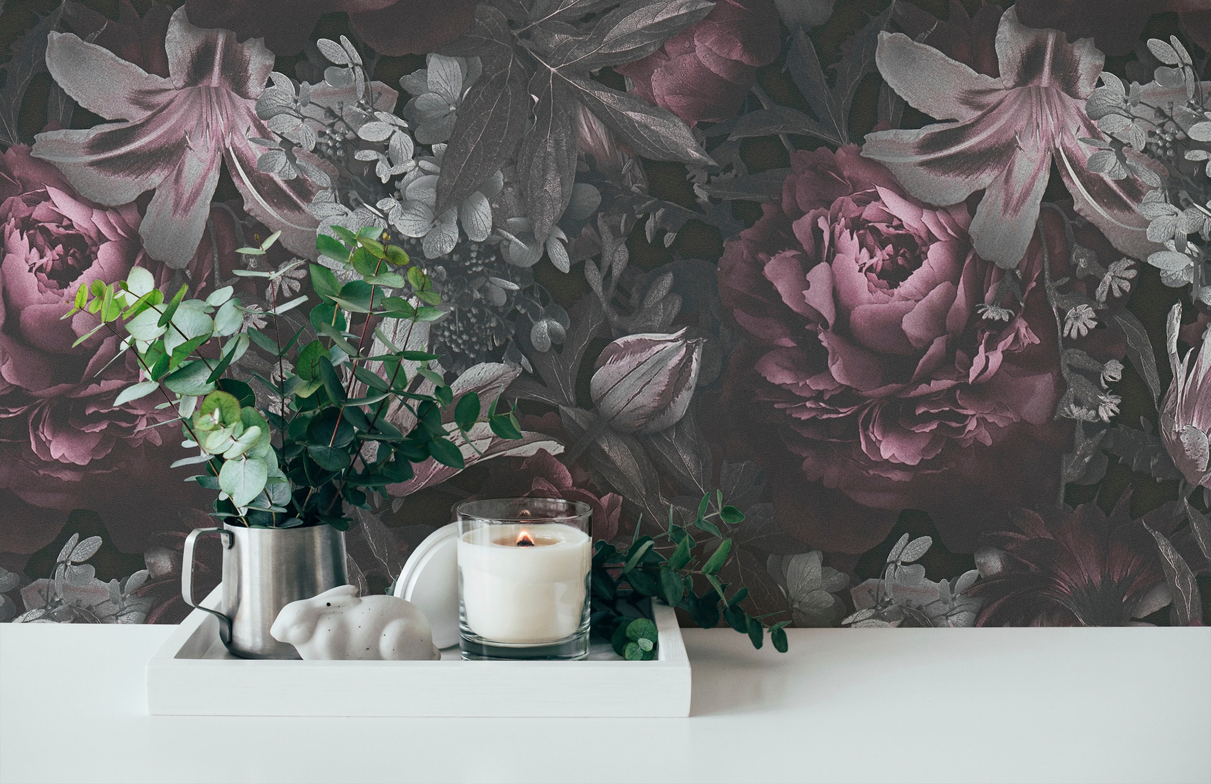A.S. Création Vliestapete »PintWalls Rosen Floral« gemustert | matt | neutral glatt Blumentapete Tapeten Wohnzimmer Schlafzimmer Küche modern Design Optik
