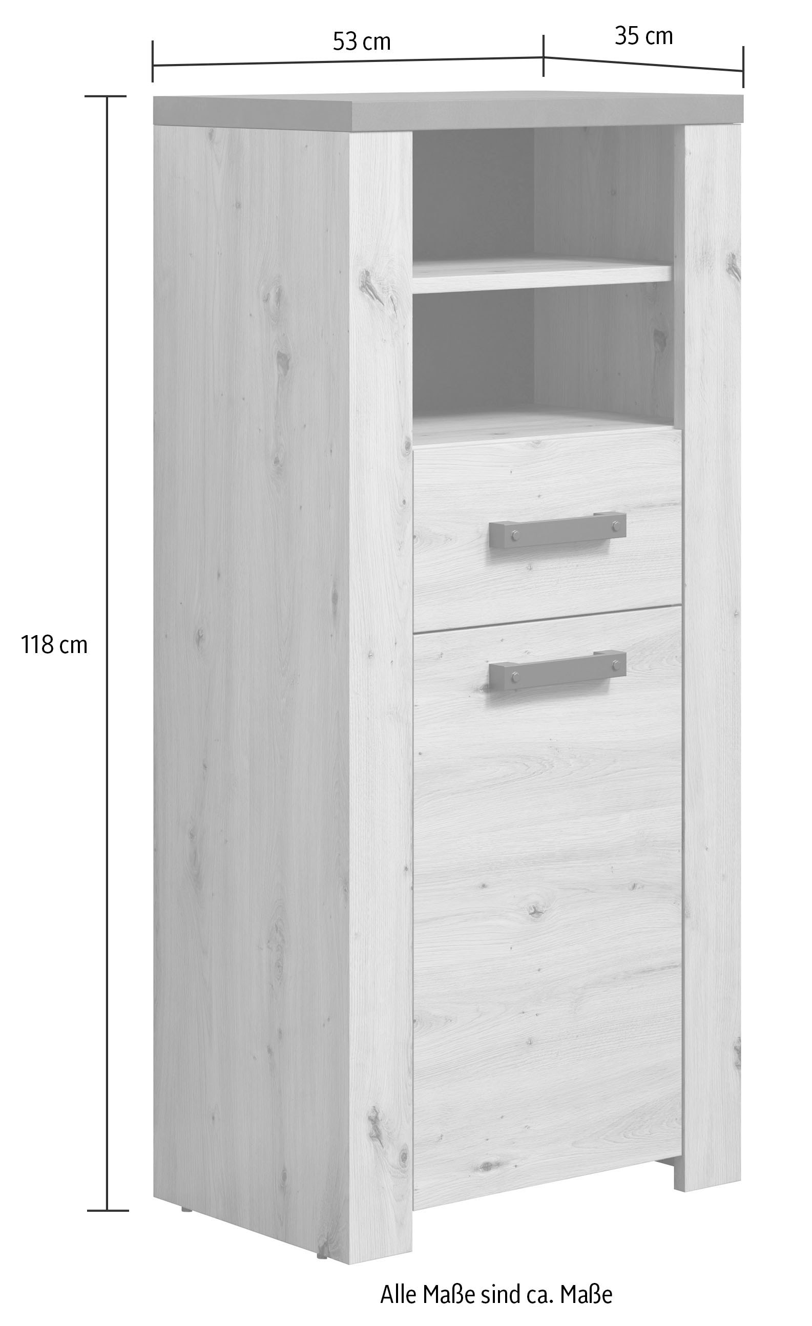 welltime Midischrank »Ambres« 1 Stk. tlg. Badschrank in matter Echtholzoptik - Maße (B/T/H) 53/35/118 cm