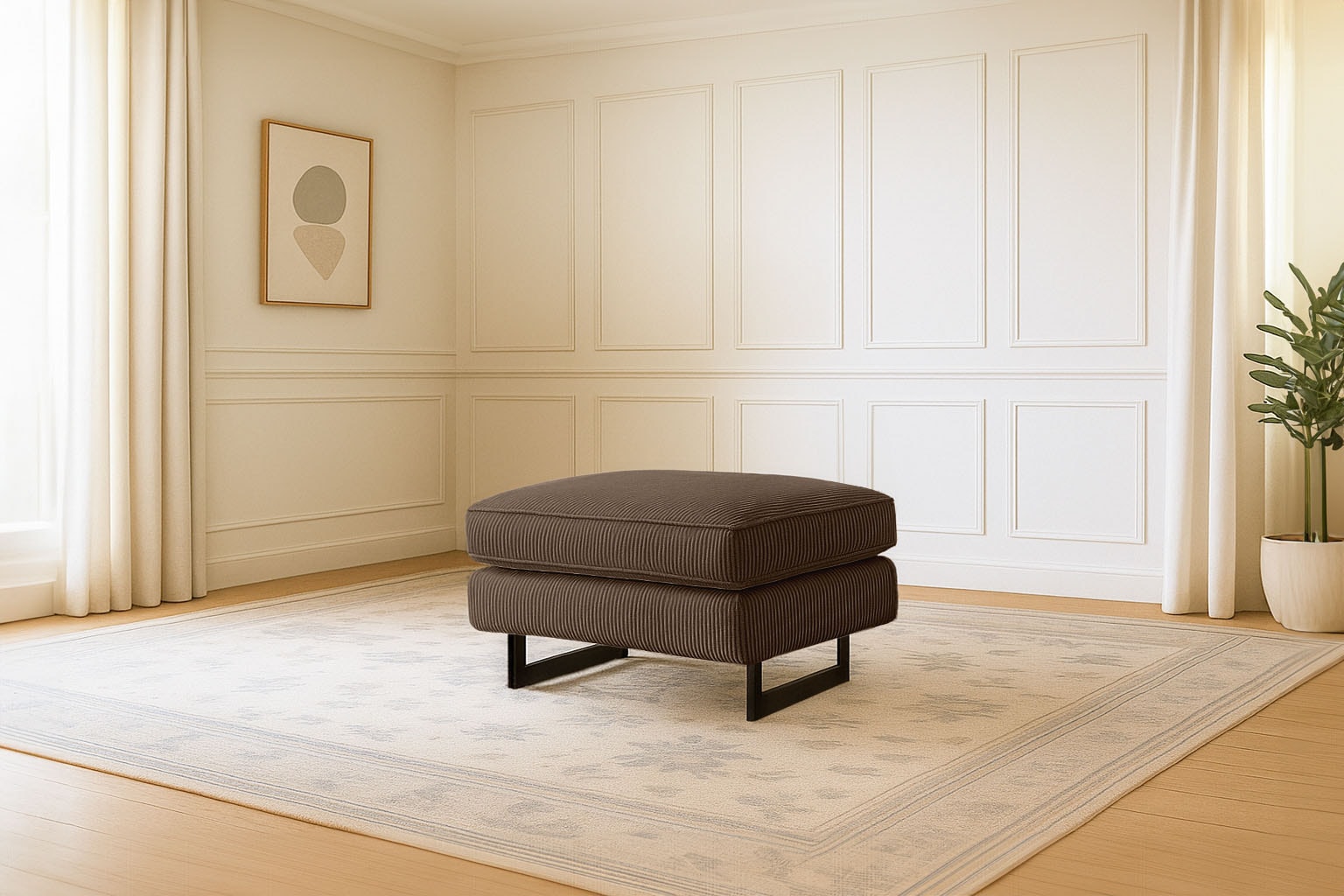 Places of Style Hocker »Pinto«, mit Keder, Metallfüßen und auch in Cord Bezug erhältlich