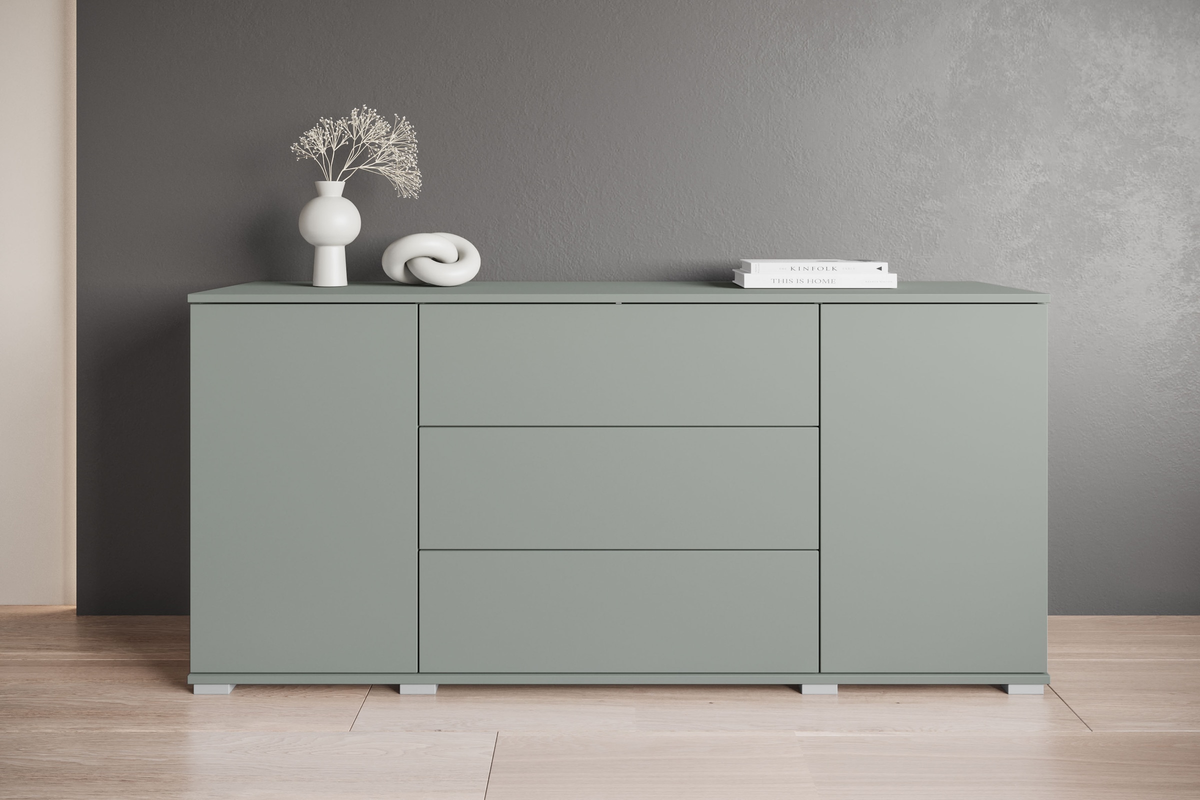 INOSIGN Sideboard »Kenia«, (1 St.), Modernes Sideboard mit 3 Schubladen und 4 Fächern, Breite 150 cm
