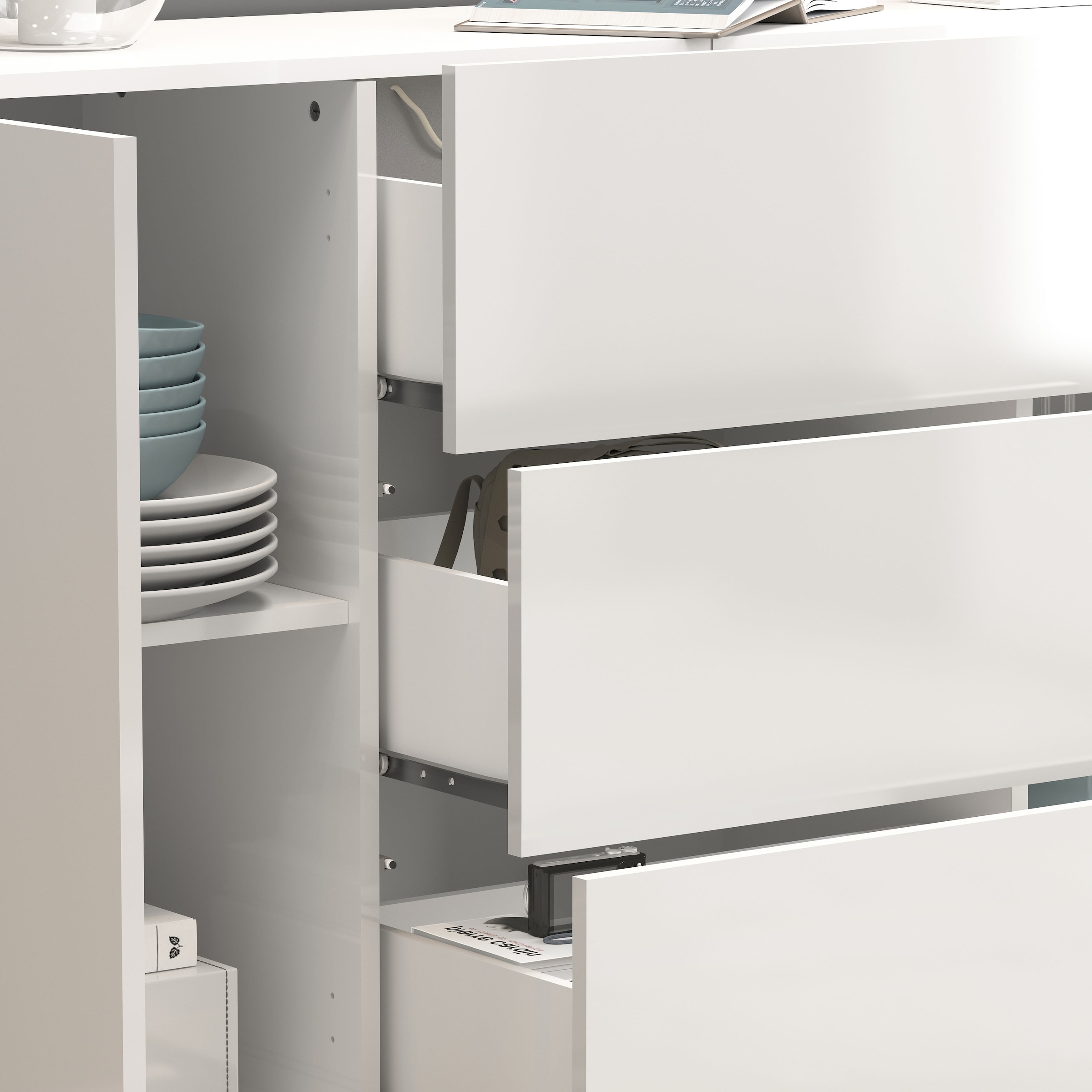 INOSIGN Sideboard »Egypt, Kommode, Schrank, Kredenz, grifflos«, 4 Türen, 3 Schubkästen mit Push-To-Open Funktion, Hochglanz Breite 200