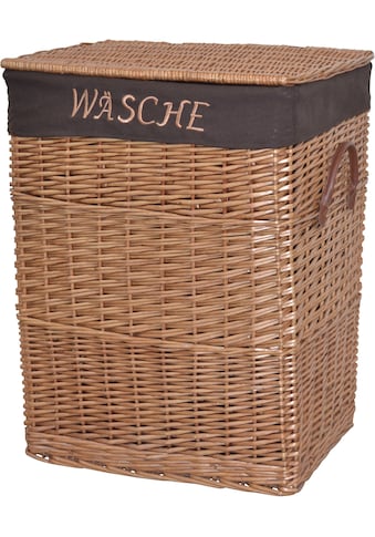 Wäschekorb, aus Weide, handgefertigt, mit herausnehmbarem Stoffeinsatz, 47x35x61 cm kaufen