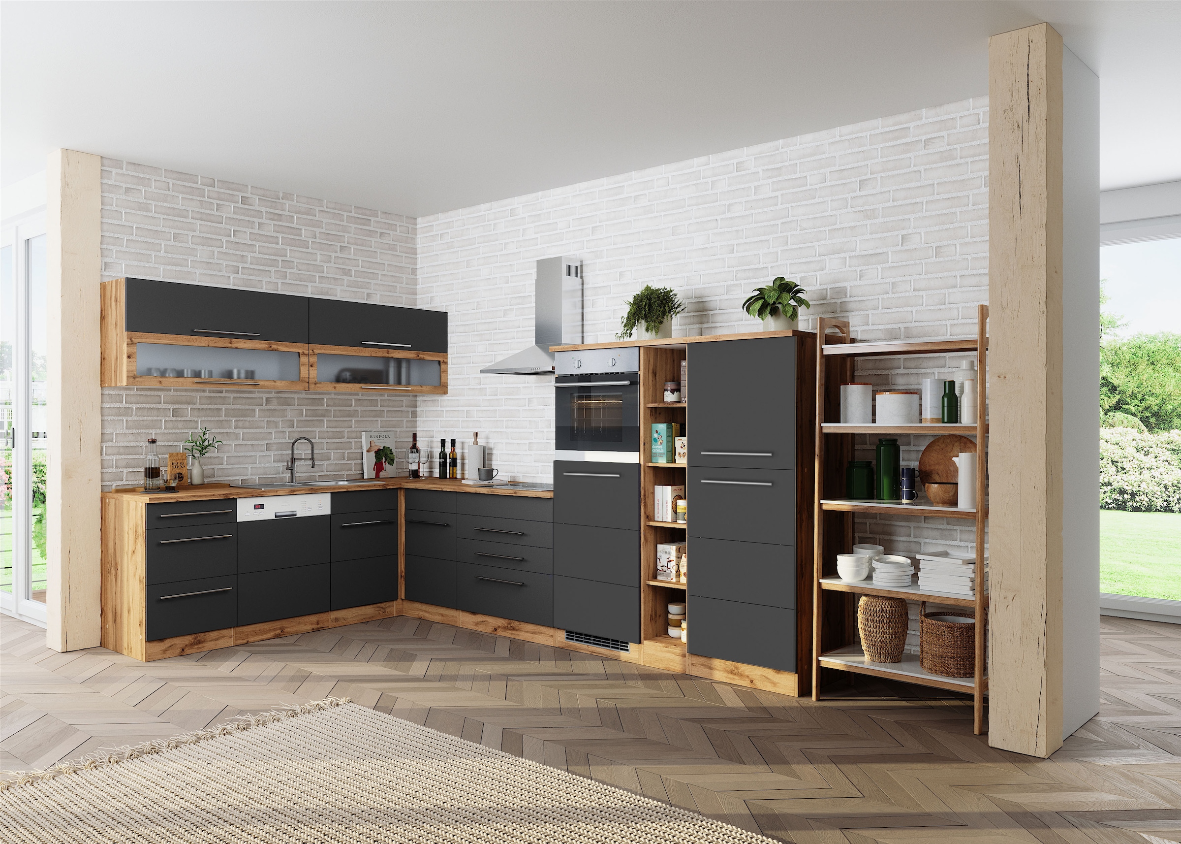 KOCHSTATION Winkelküche »KS-Wien« Stellbreite 220 x 340 cm, wahlweise mit E-Geräten