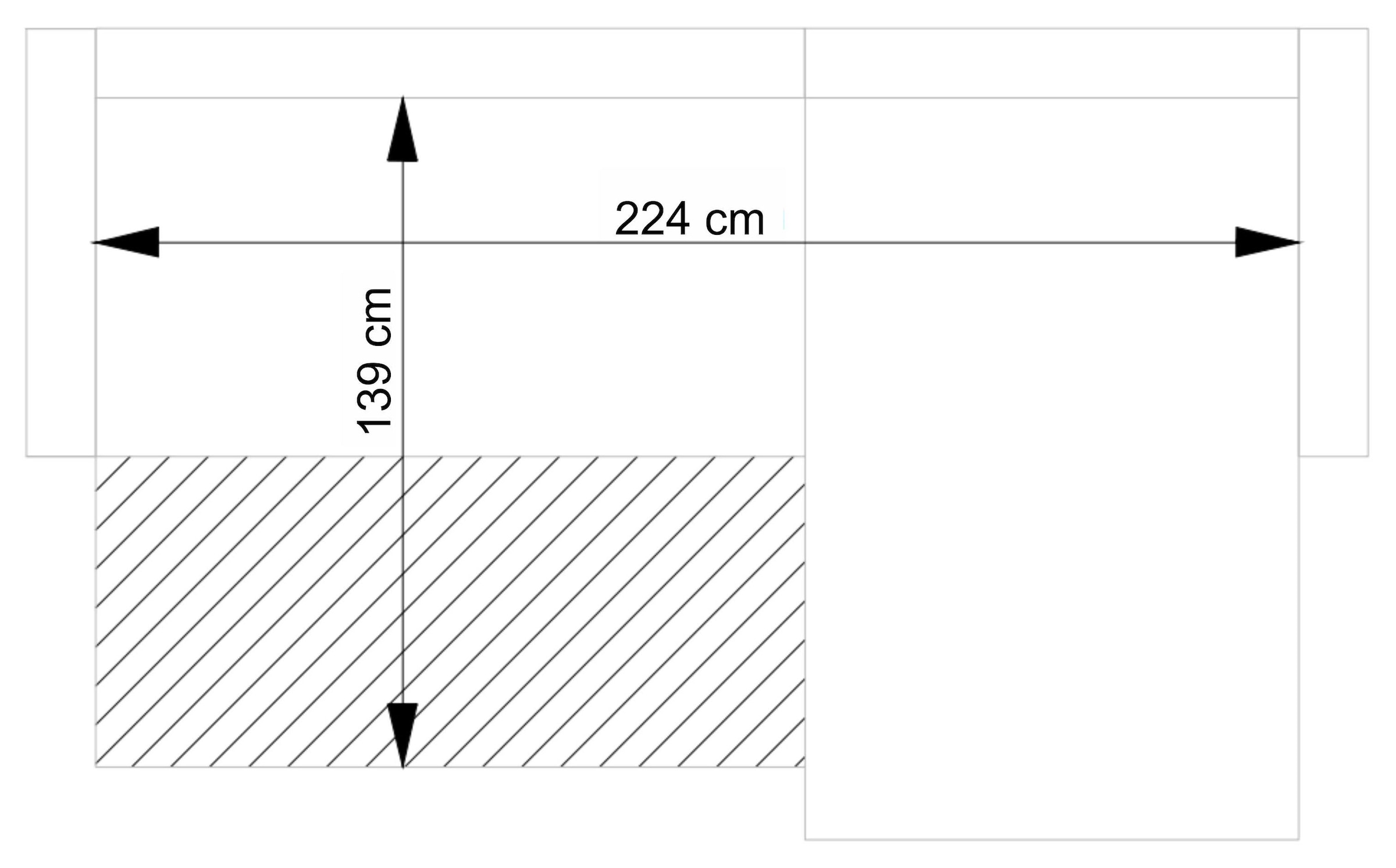 andas Ecksofa »MERLE, 258 cm, L-Form, Cord,«, mit Schlaffunktion, Liegefläche 224 x 139 cm und Bettkasten