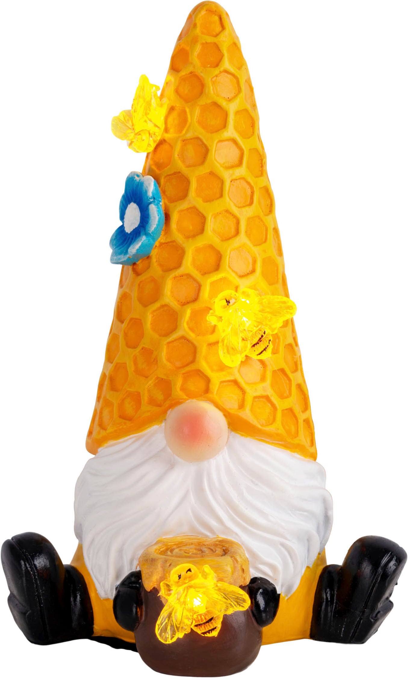 näve LED Solarleuchte »Abby« LED-Modul 2 Stk. Warmweiß 2er Set Wichtel, gelb/bunt, mit Bienchen und Blümchen, warmweiß