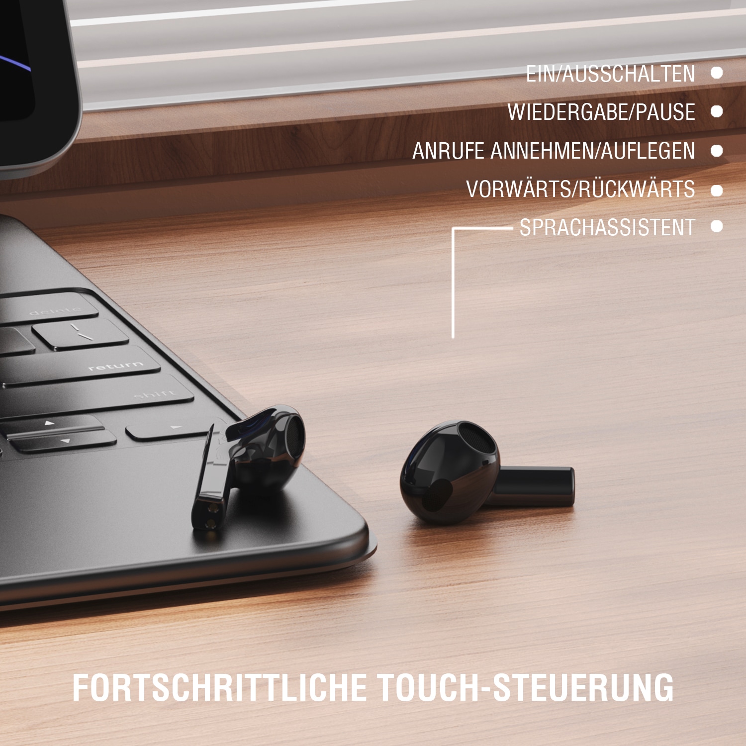 4smarts wireless In-Ear-Kopfhörer »SkyBuds 2 ENC«, Echo Noise Cancellation (ENC)-Freisprechfunktion, True Wireless Bluetooth