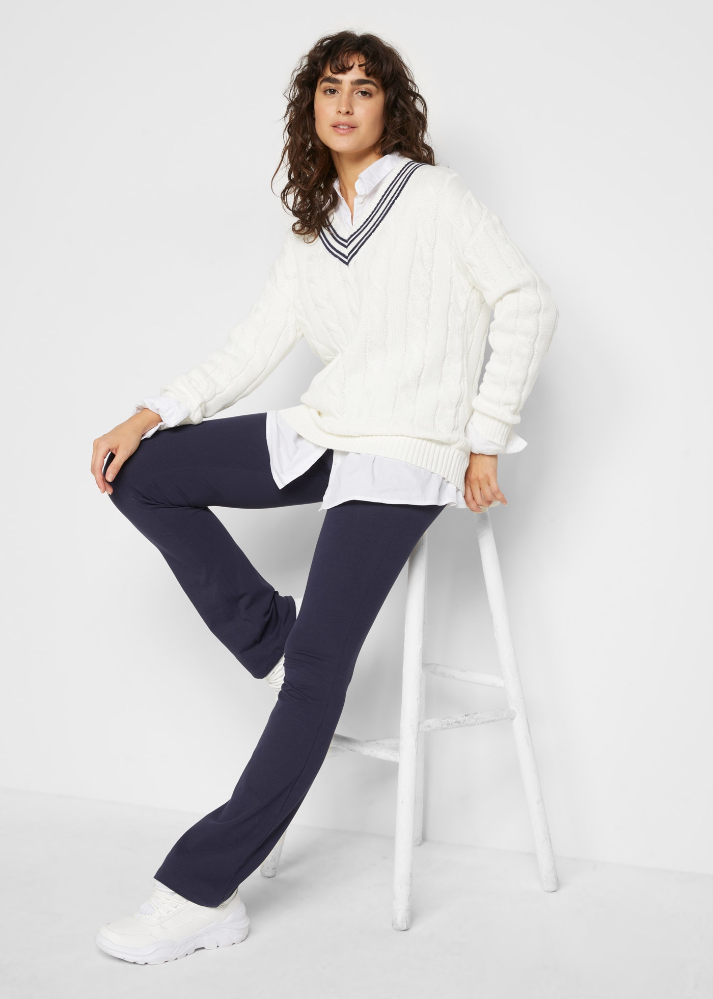 bonprix Leggings »Baumwoll-Leggings, Flared Leg«  aus Baumwolle, mit elastischem Bund, Skinny Fit, unifarben