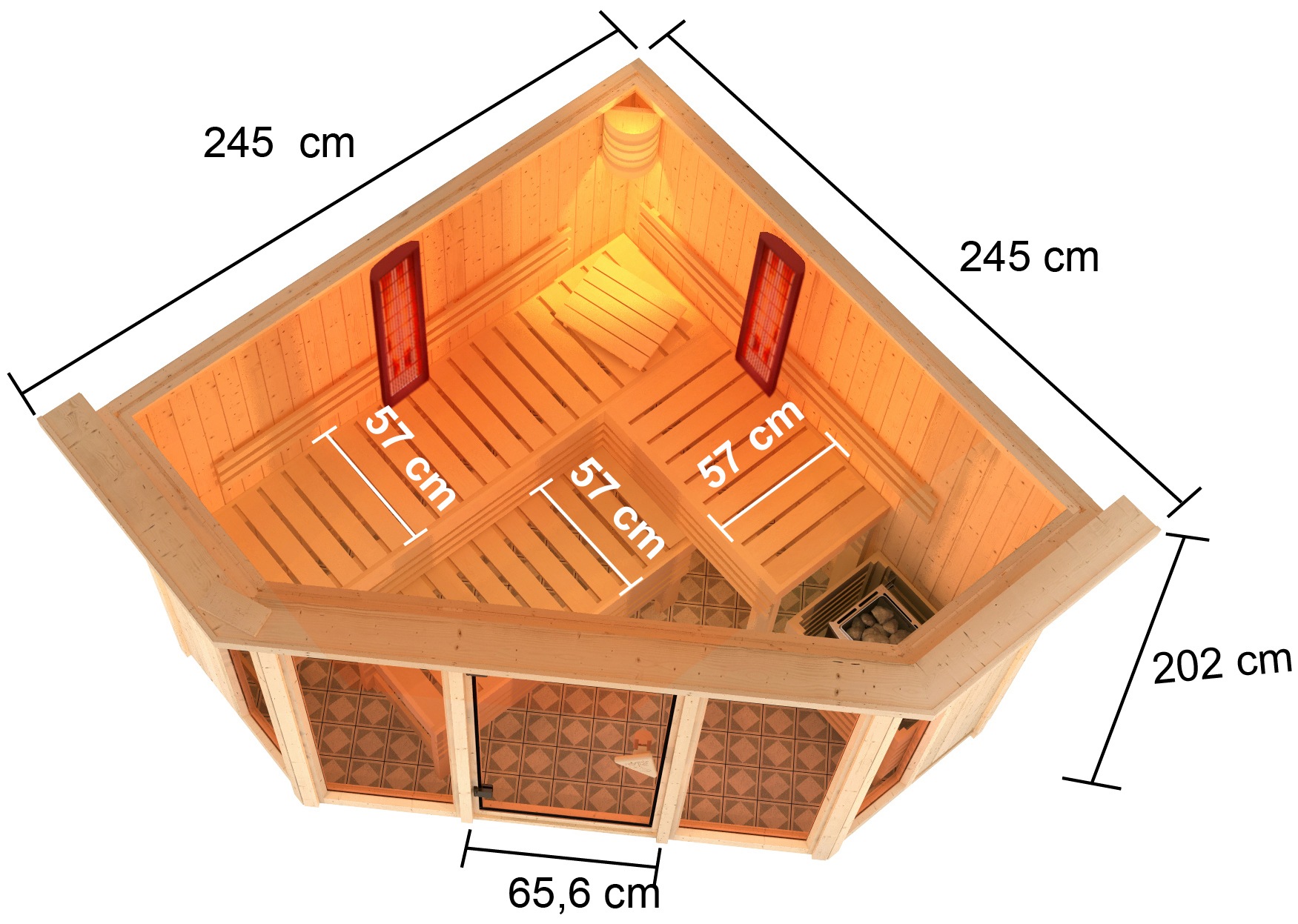Karibu Sauna »Adele« Set,  Ofen 9 kW Bio externe Strg easy