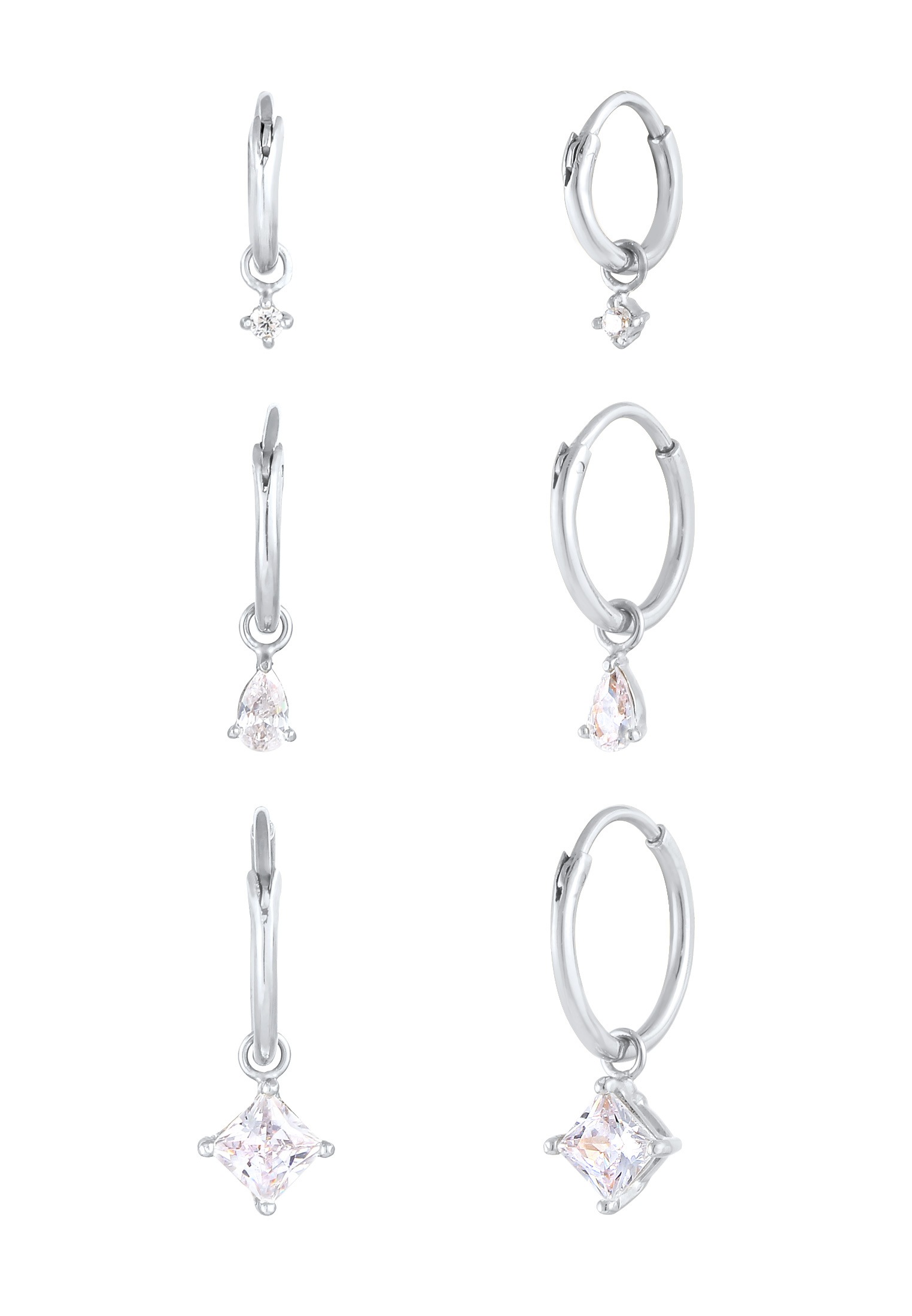 Elli Ohrstecker-Set »Ohrringe Creolen Trio Einhänger Zirkonia 3er Set 925 Silber«