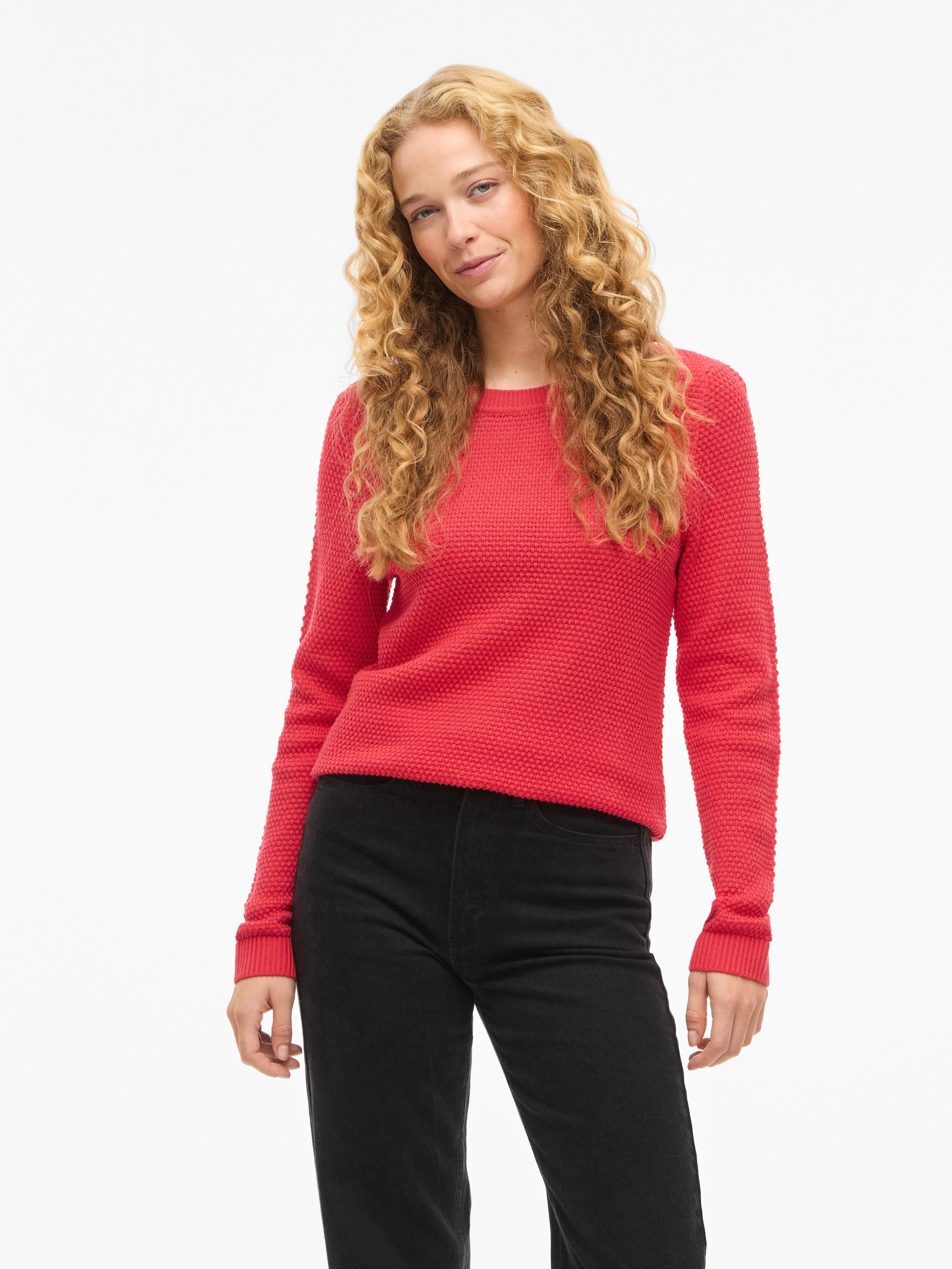 Vila Rundhalspullover »VIDALO O-NECK L/S KNIT TOP- NOOS« Baumwolle, regular fit