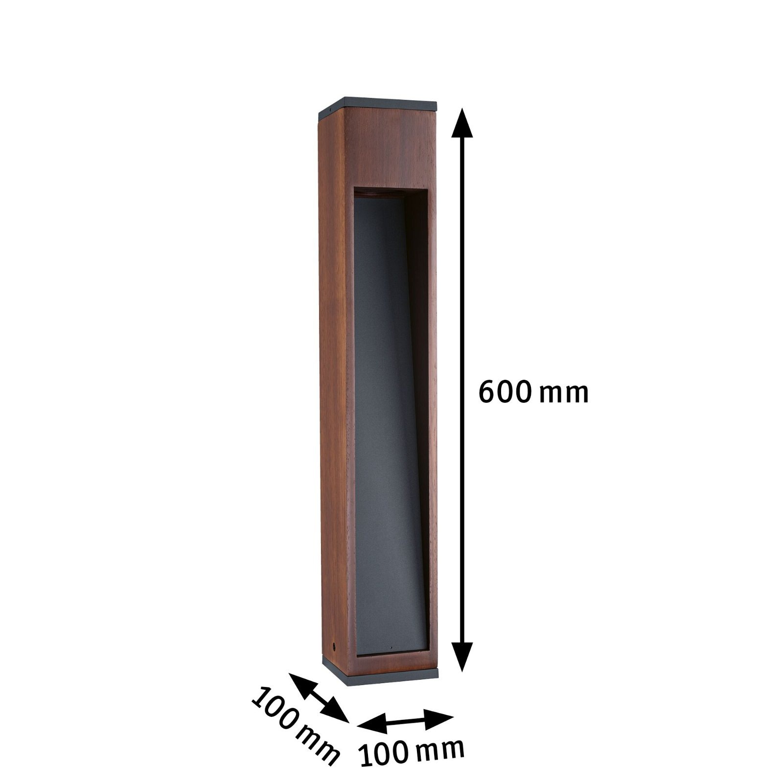 Paulmann Pollerleuchte »Trabia IP44 eckig 600mm 3000K 3,5W 230lm 230V 38° GU10 Holz«, 1 flammig, Leuchtmittel GU10 | LED fest integriert