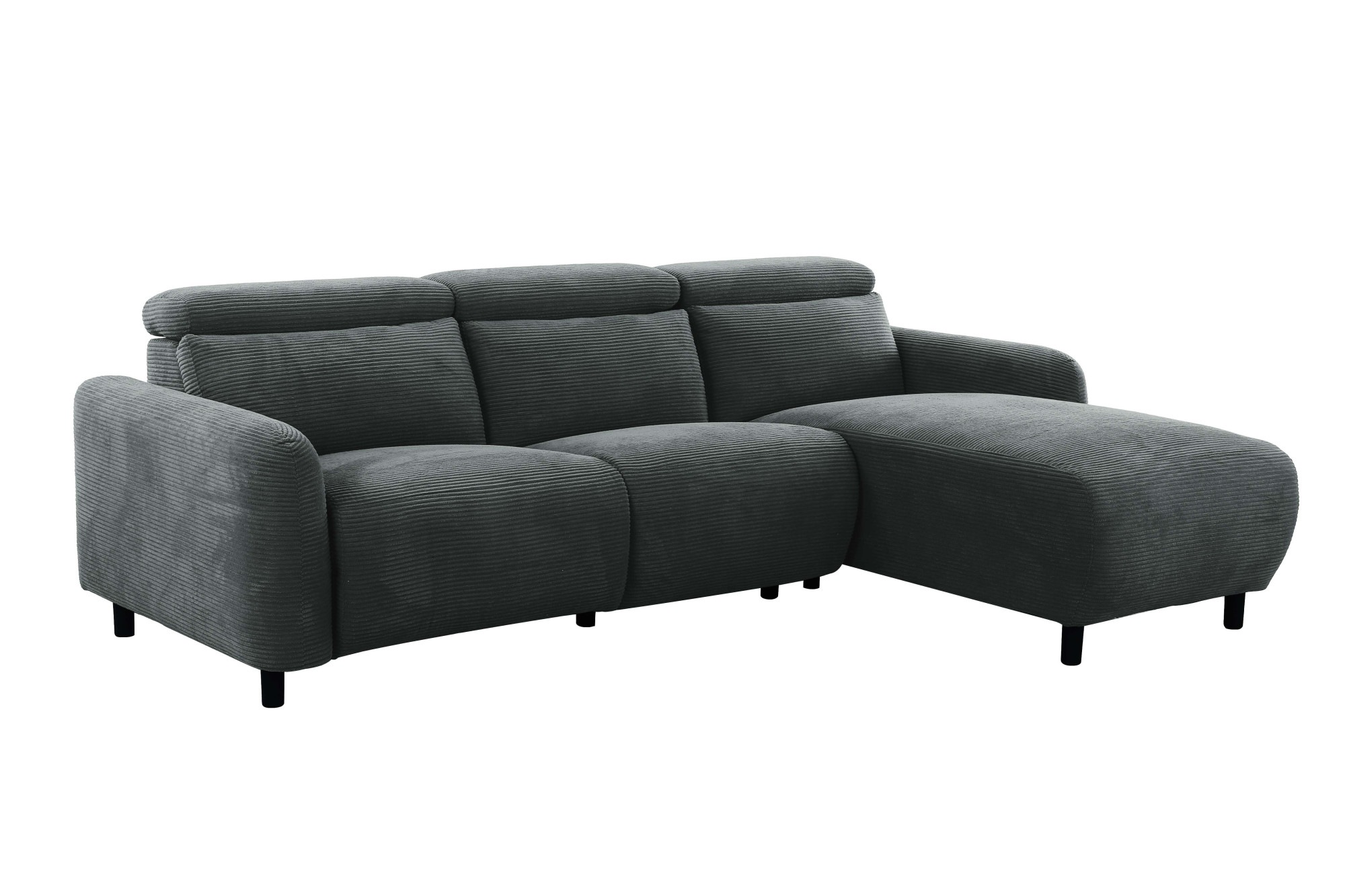 Home affaire Ecksofa »SKAANE in Cord, L-Form, 274 cm, manuelle u. elektrische Funktion,«, rundes Design, Kopfteilverstellung, Federkernpolsterung
