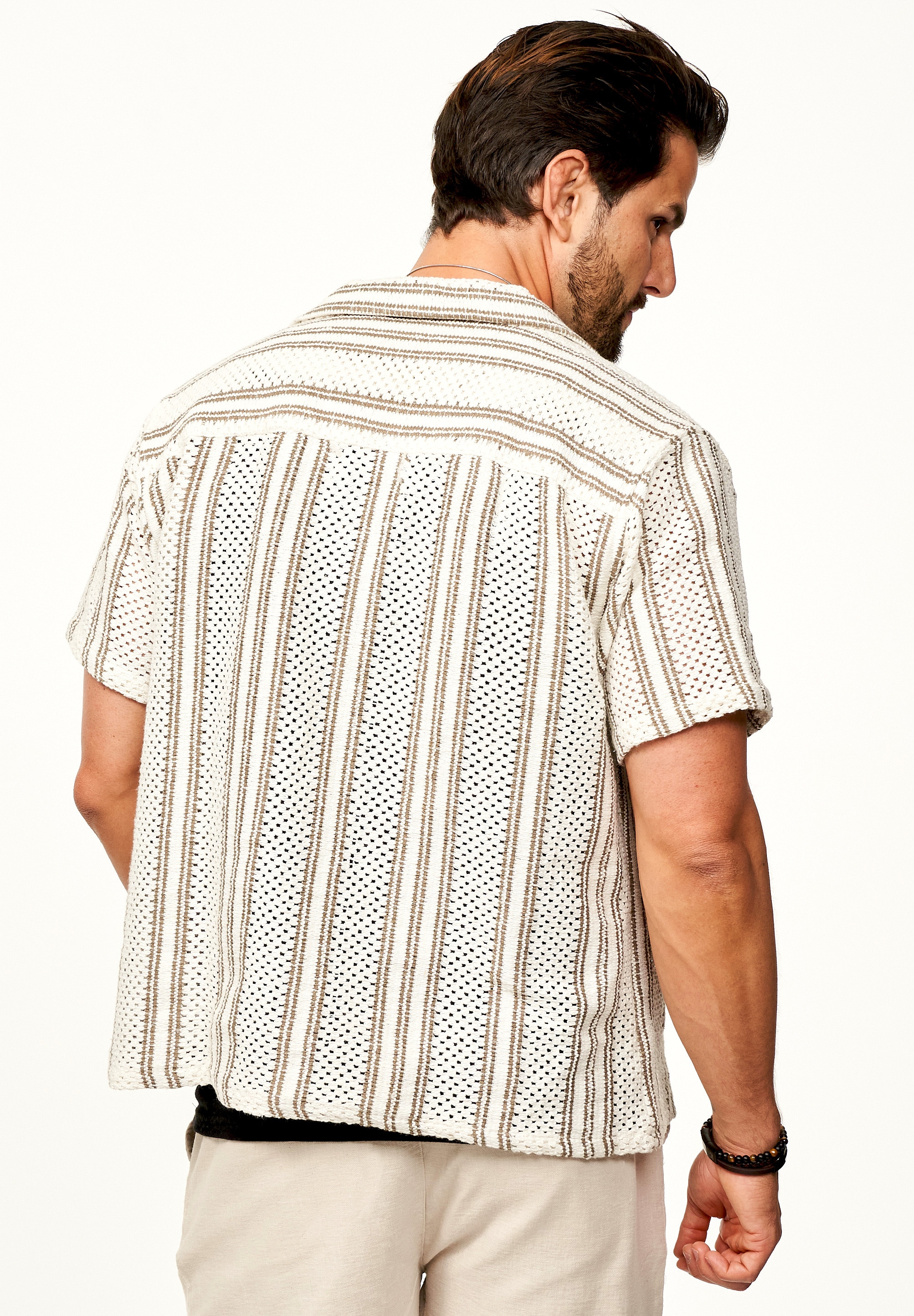 SOULSTAR Kurzarmhemd »Freizeithemd als Kurzam Strick Hemd im Retro-Look - Strick Polo-Hemd Overshirt im Regular-Fit für Herren« Overshirt im Regular-Fit Freizeithemd T-Shirt