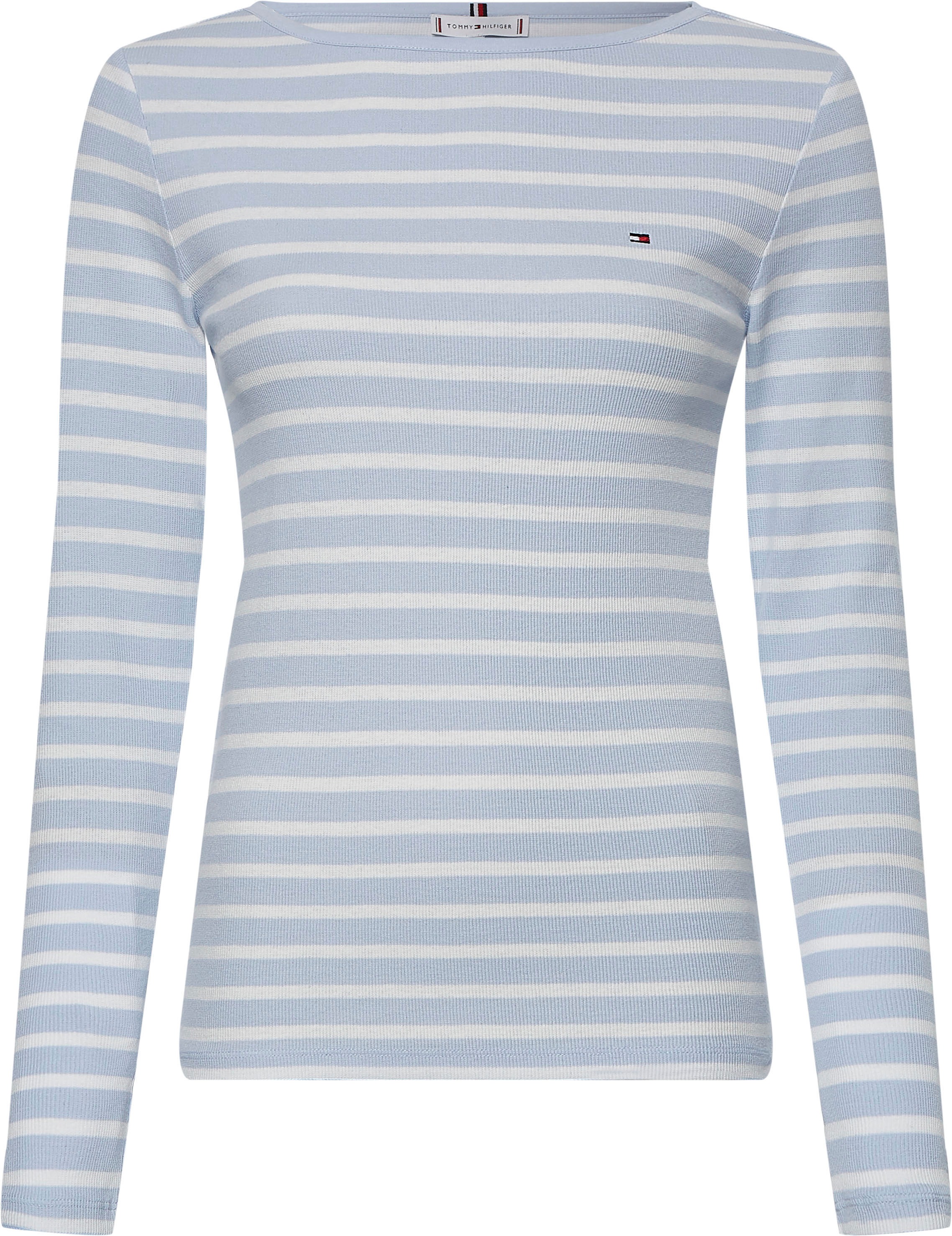 Tommy Hilfiger T-Shirt »SKINNY MODAL RIB BOAT-NK TOP LS«, mit modischem Tommy Hilfiger Flag