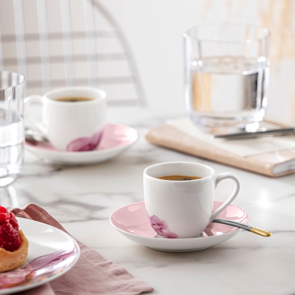 Villeroy & Boch Tasse »Espressotassen mit Untertassen Rose Garden 70 ml 6er Set rosa«