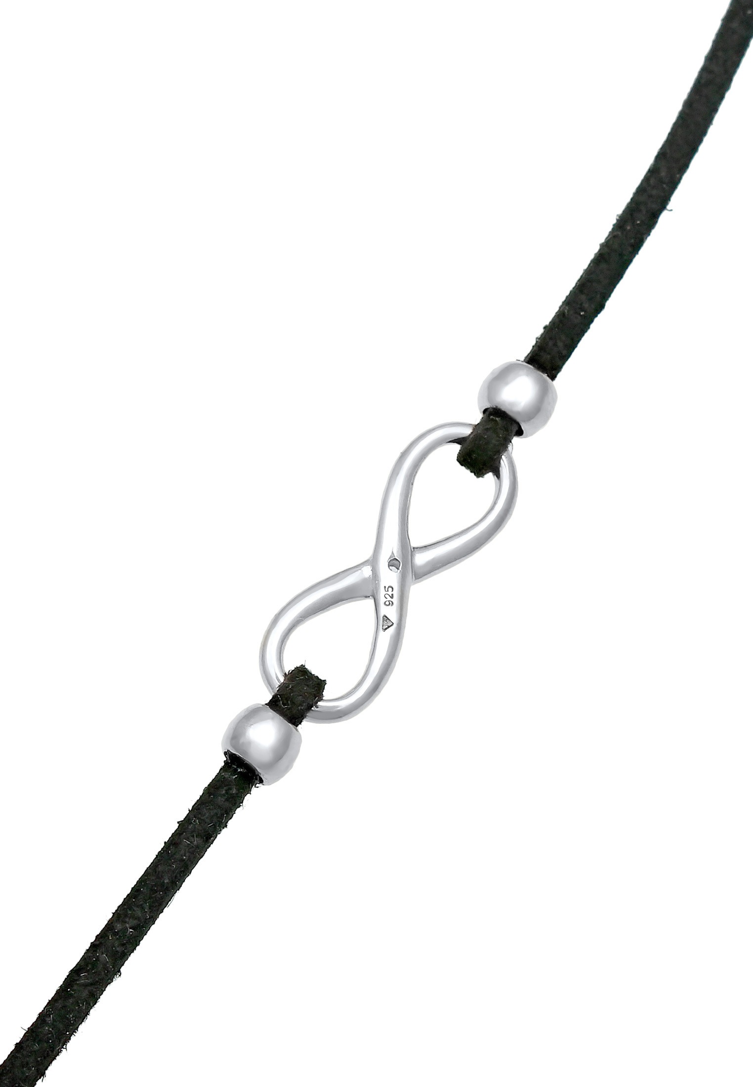 Elli Silberkette »Halskette Infinity Zirkonia Leder synthetisches 925 Silber«