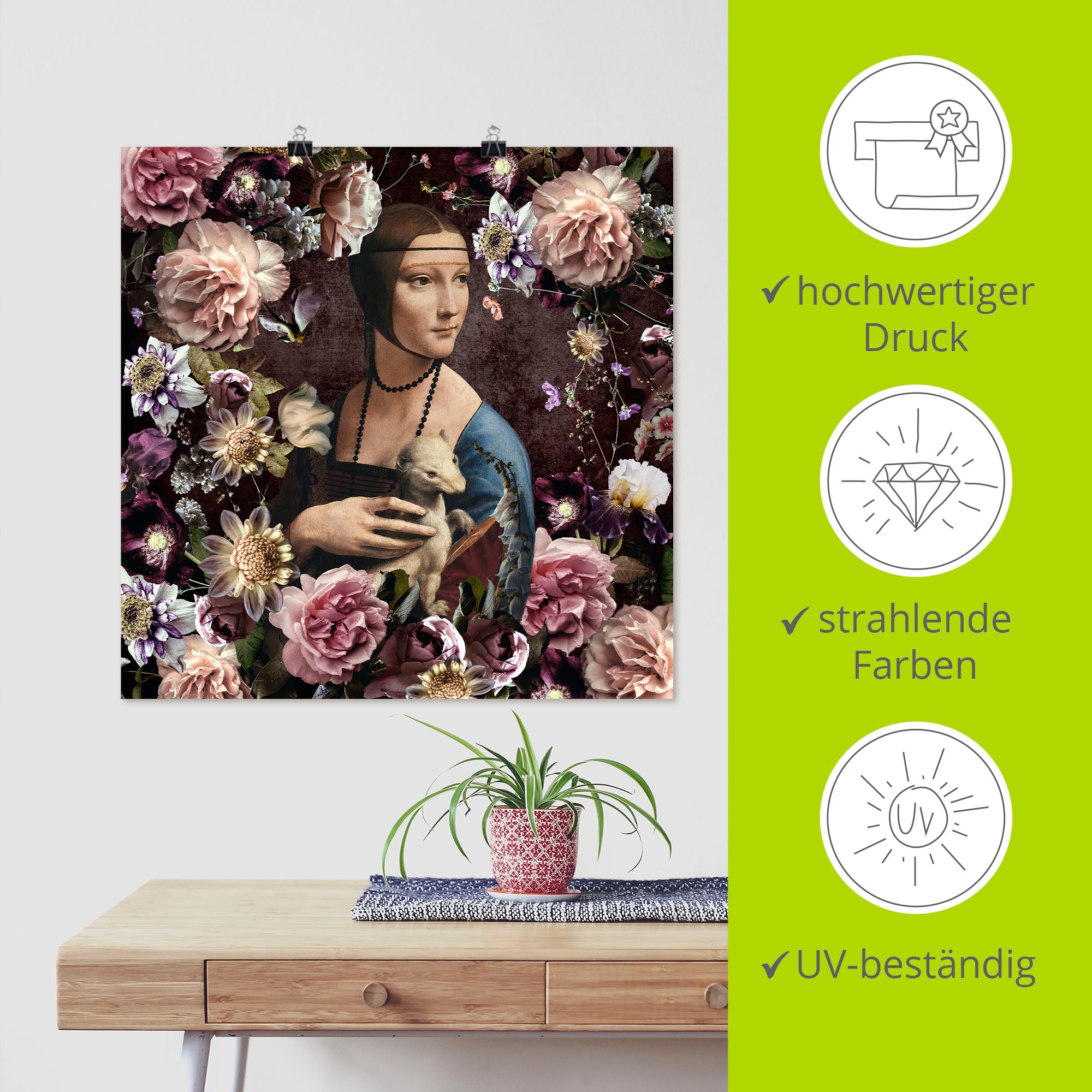Artland Wandbild »Lady mit Hermelin - Da Vinci Adaption« Portrait 1 Stk. tlg. als Alubild, Leinwandbild, Poster, Wandaufkleber in verschied. Größen