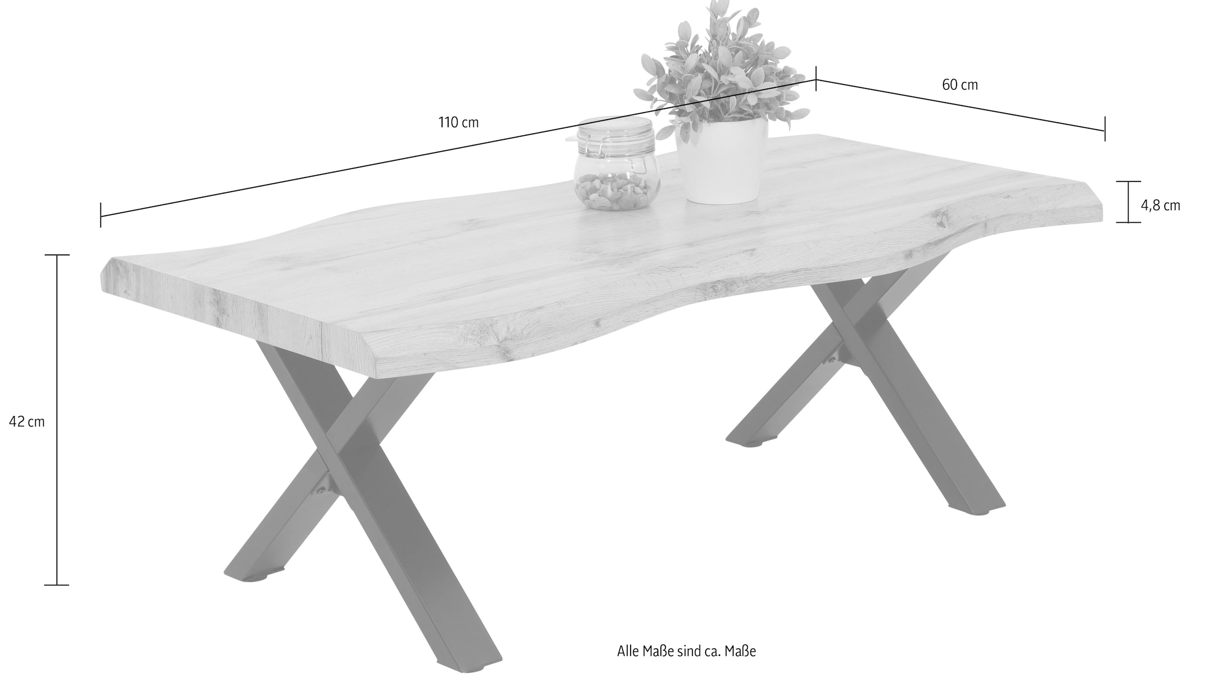 HELA Couchtisch »GERD«, Baumkantenoptik, Breite 110 cm