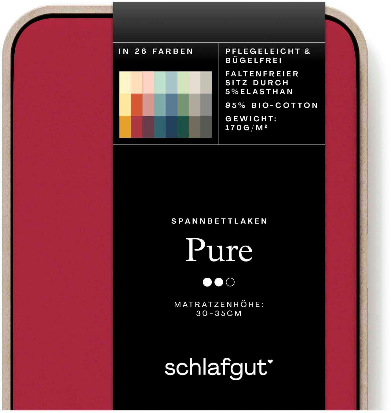 Schlafgut Spannbettlaken »PURE Bio-Baumwolle mit Elasthan, dehnbar blickdicht, straff, Bettlaken«, PREMIUM Laken für Matratzen bis 30cm Höhe, in 90x200, 140x200, 180x200