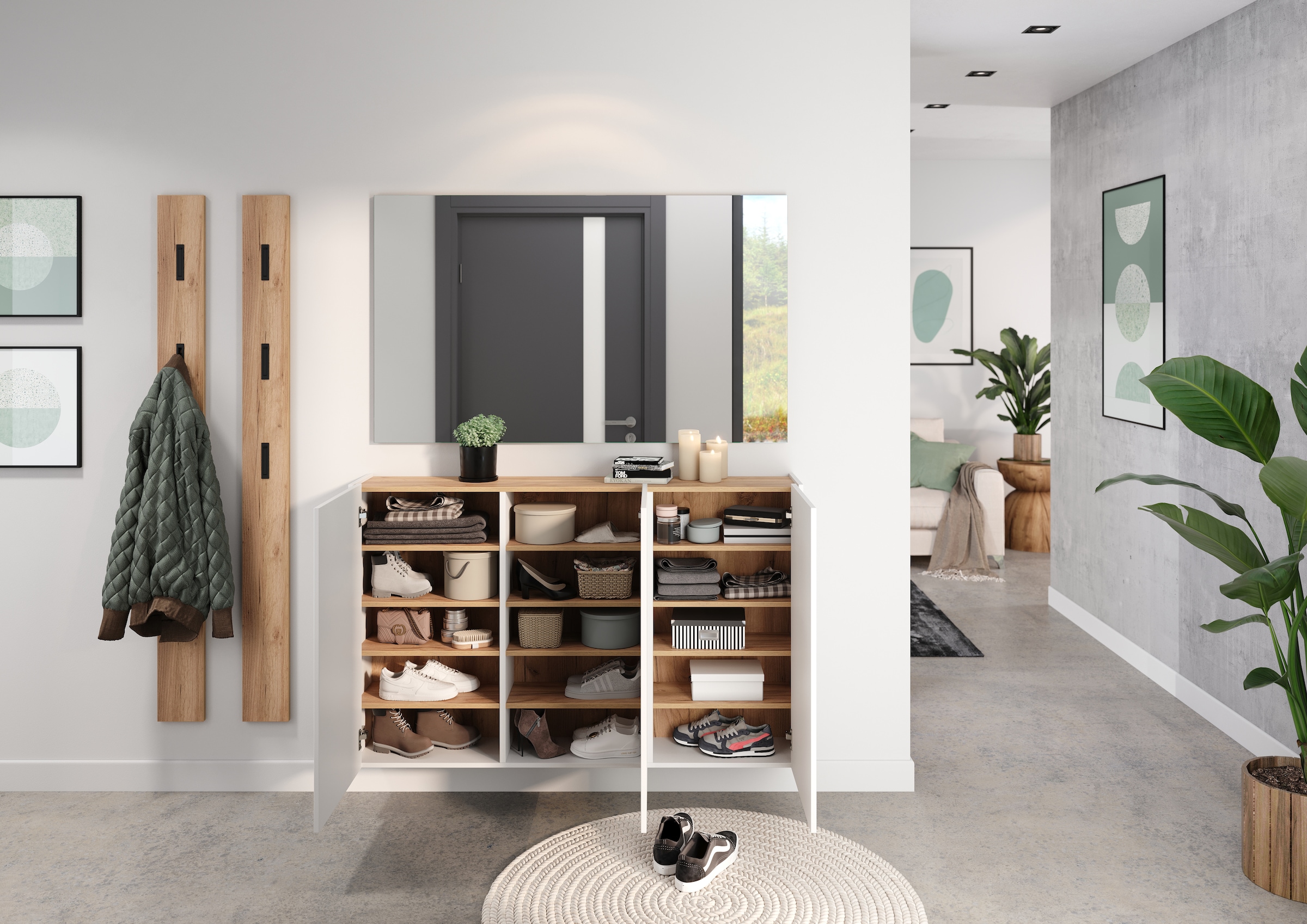 GERMANIA Mehrzweckschrank »GW-Libbiano«, (1 St.), ideal für schmale Flure, Breite 138 cm, in 3 verschiedenen Höhen