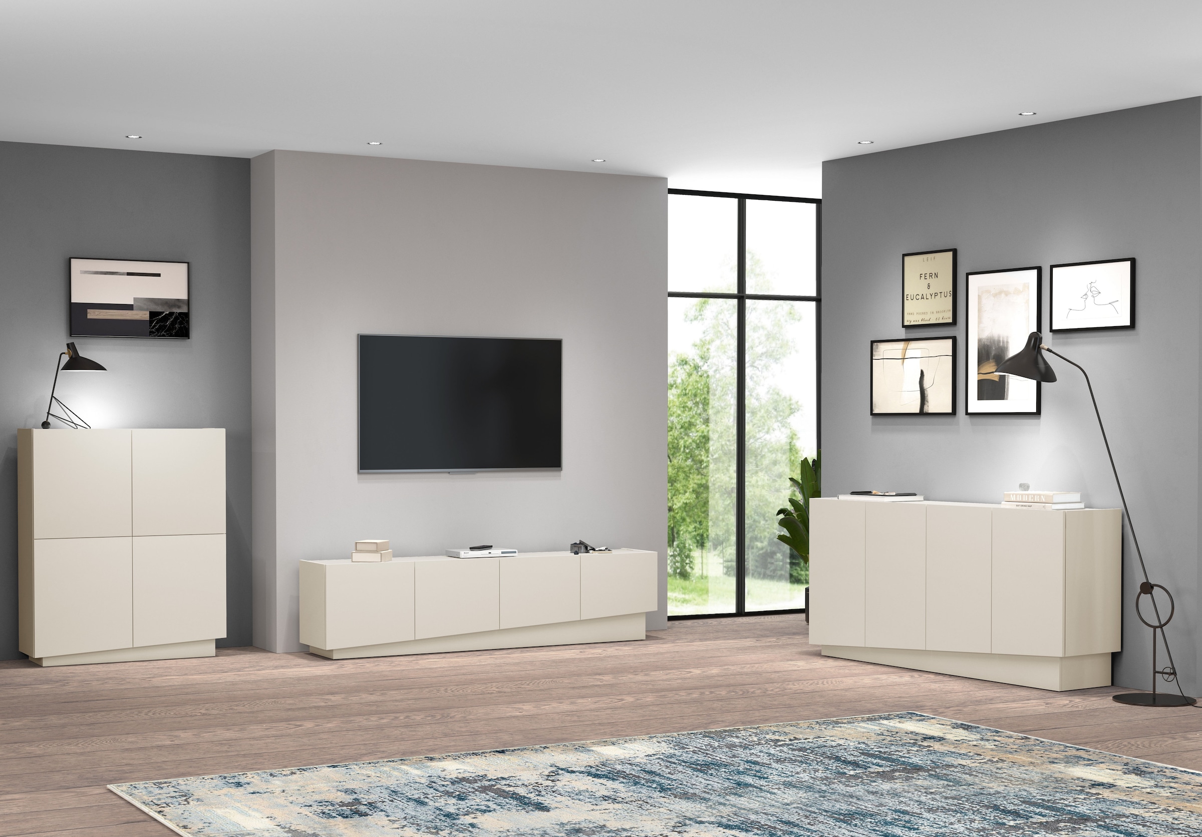 INOSIGN Lowboard »VELA, Höhe 60 cm, Breite 225 cm,Design mit schrägen Türen«, (1 St.), Made in Italy, Maße-B/T/H: 225x35x60, Lowboard, TV-Board, TV-Kommode