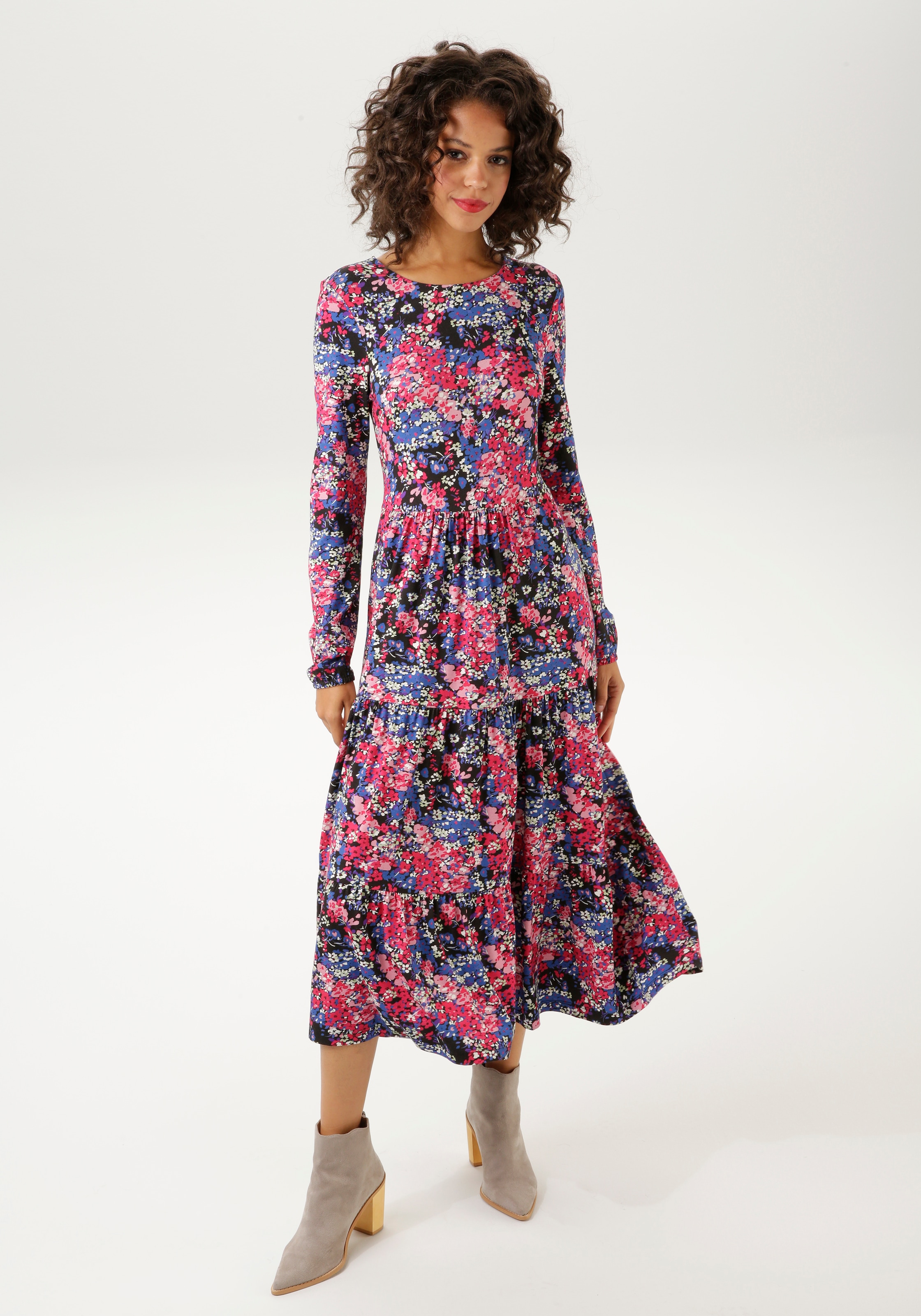 Jerseykleid, mit abstraktem Blumendruck - jedes Teil ein Unikat - NEUE KOLLEKTION