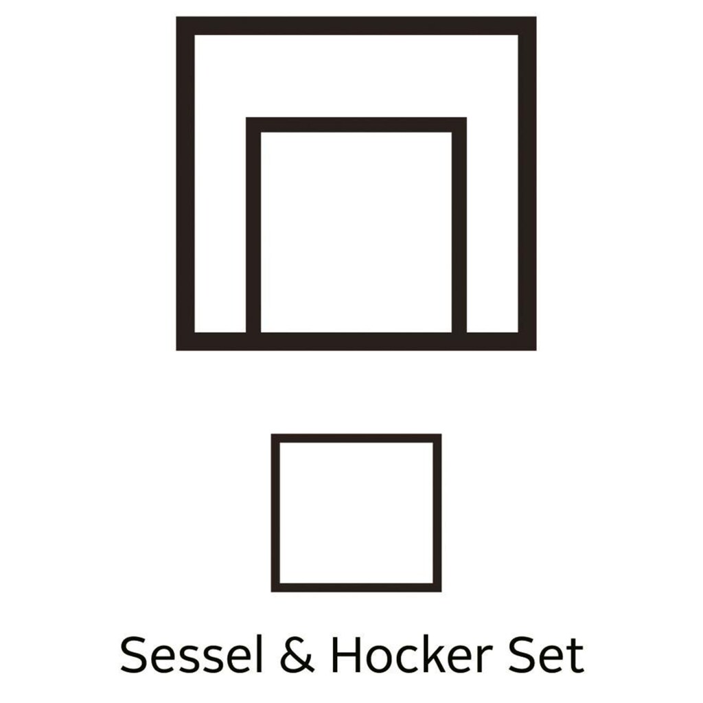Home affaire Sessel »Dallas«, mit Hocker, Knopfheftung und gefrästen Holzbeinen