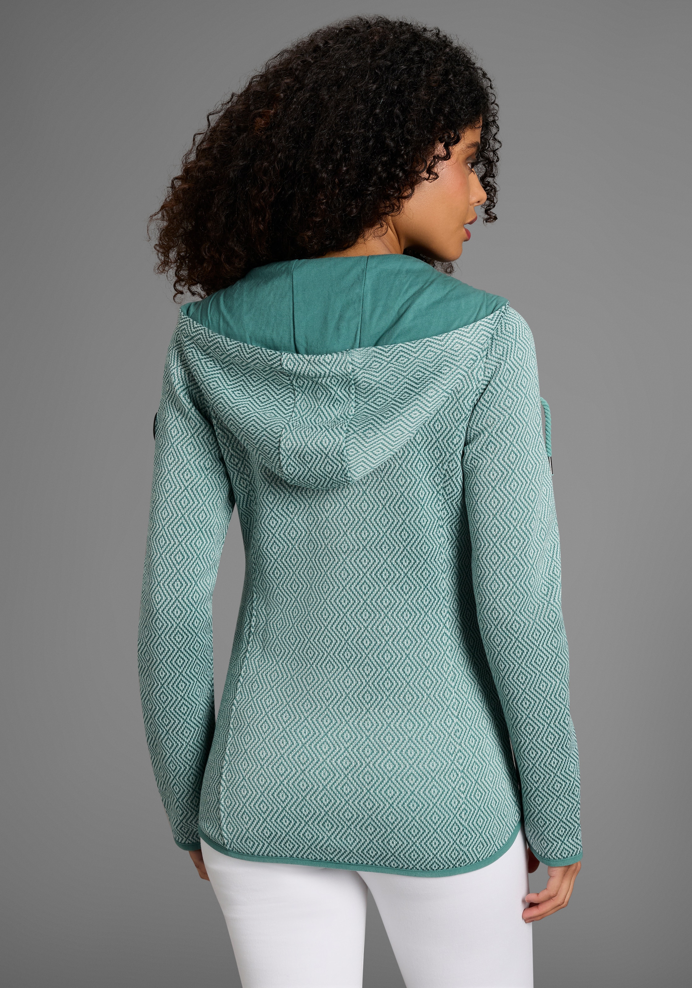 KangaROOS Fleecejacke mit Kapuze gemusterte Struktur, mit Kapuze