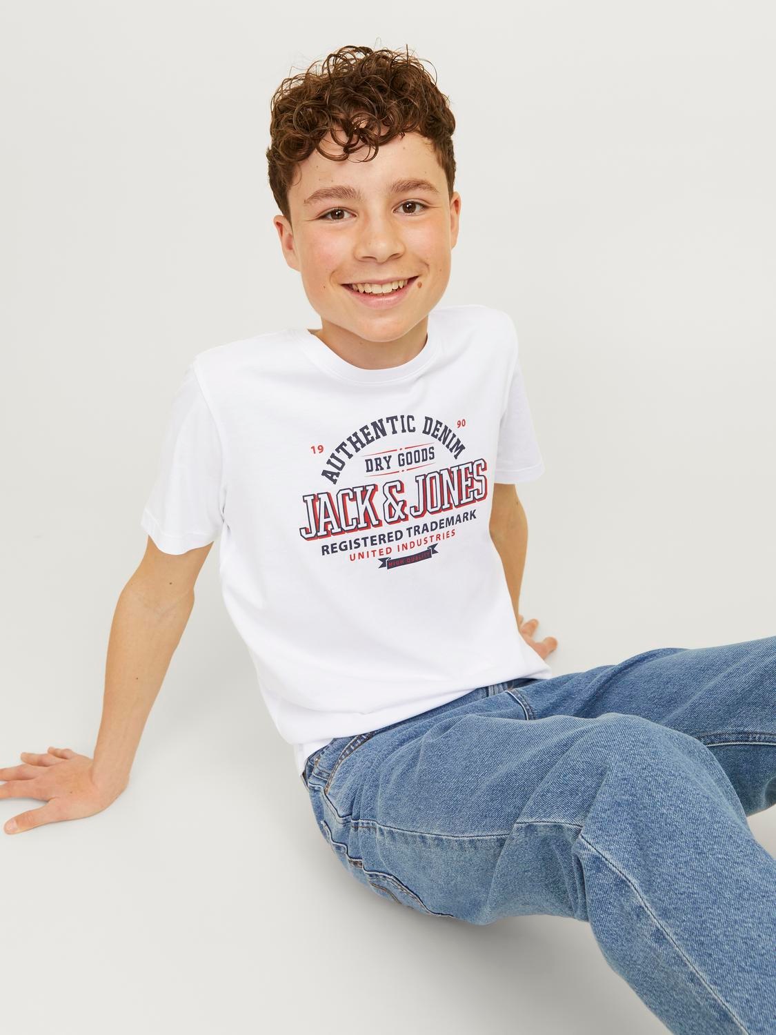 Jack & Jones Junior Rundhalsshirt »JJELOGO TEE SS O-NECK 2 COL S NOOS JNR«
