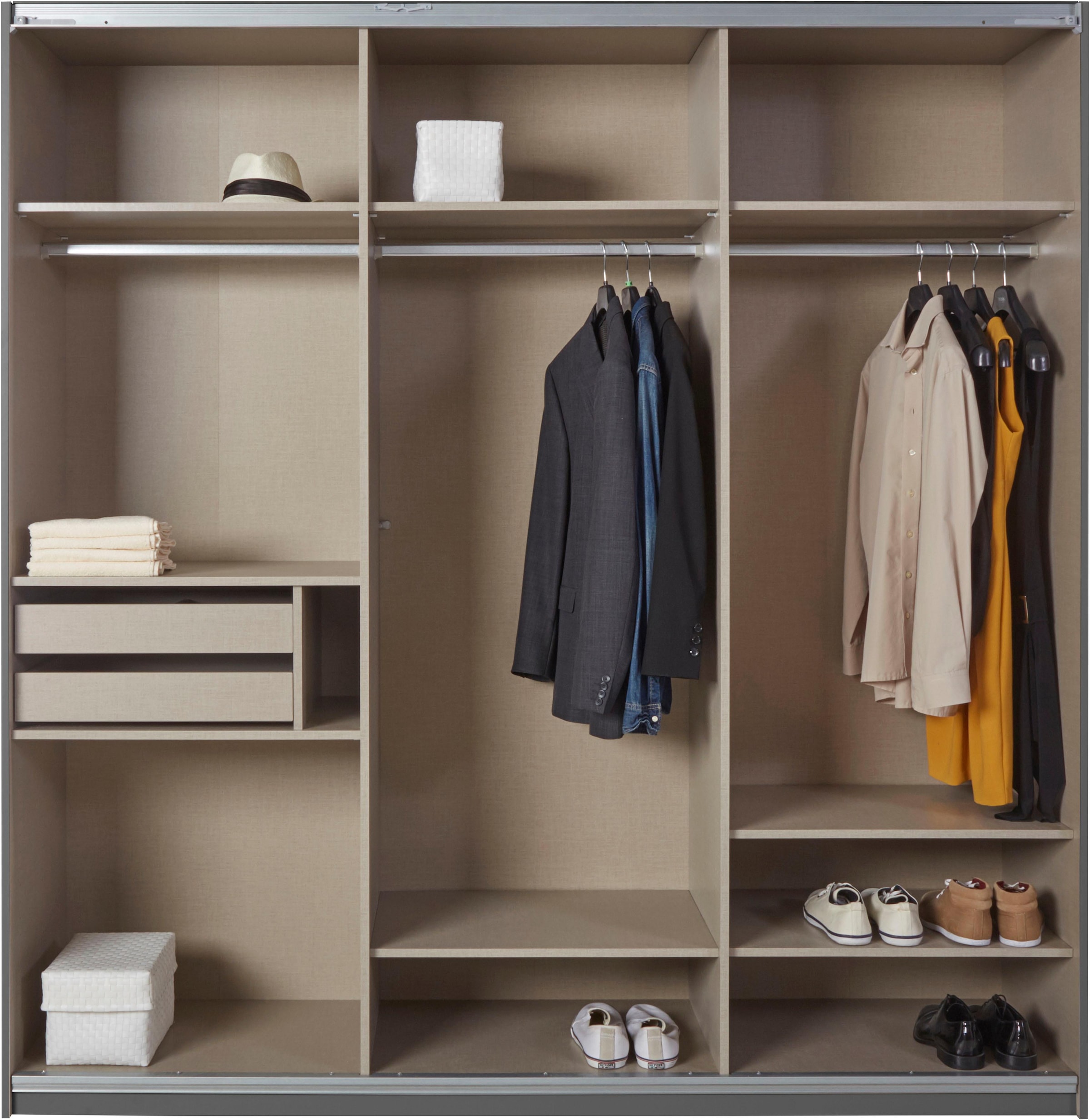 rauch Schwebetürenschrank »Kleiderschrank Schrank Garderobe Wäscheschrank BESTSELLER KEPAN« inkl. Schubladen-Einsatz und extra Einlegeböden MADE IN GERMANY