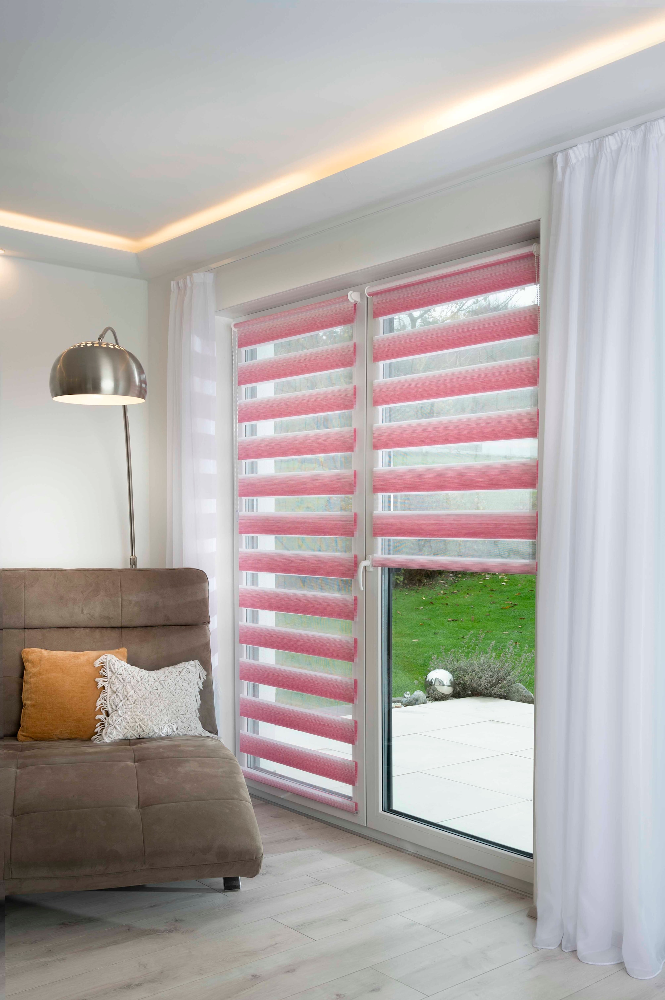 K-HOME Doppelrollo »mit schönen Farbverlauf« Lichtschutz ohne Bohren freihängend