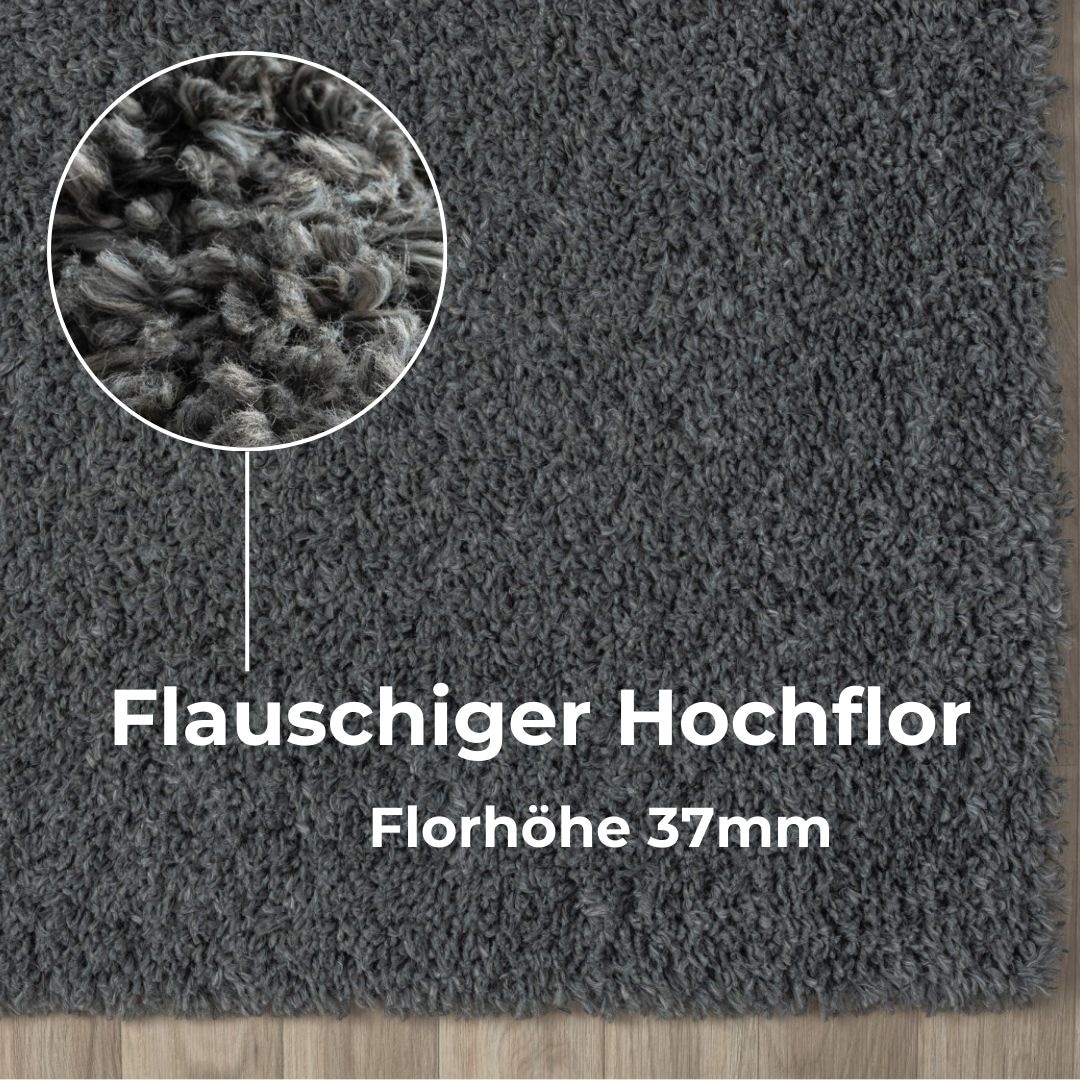 OTTO home Hochflor-Teppich »Banji« rechteckig 37 mm Höhe Uni Farben, weich und flauschig, auch als Läufer & in rund erhältlich