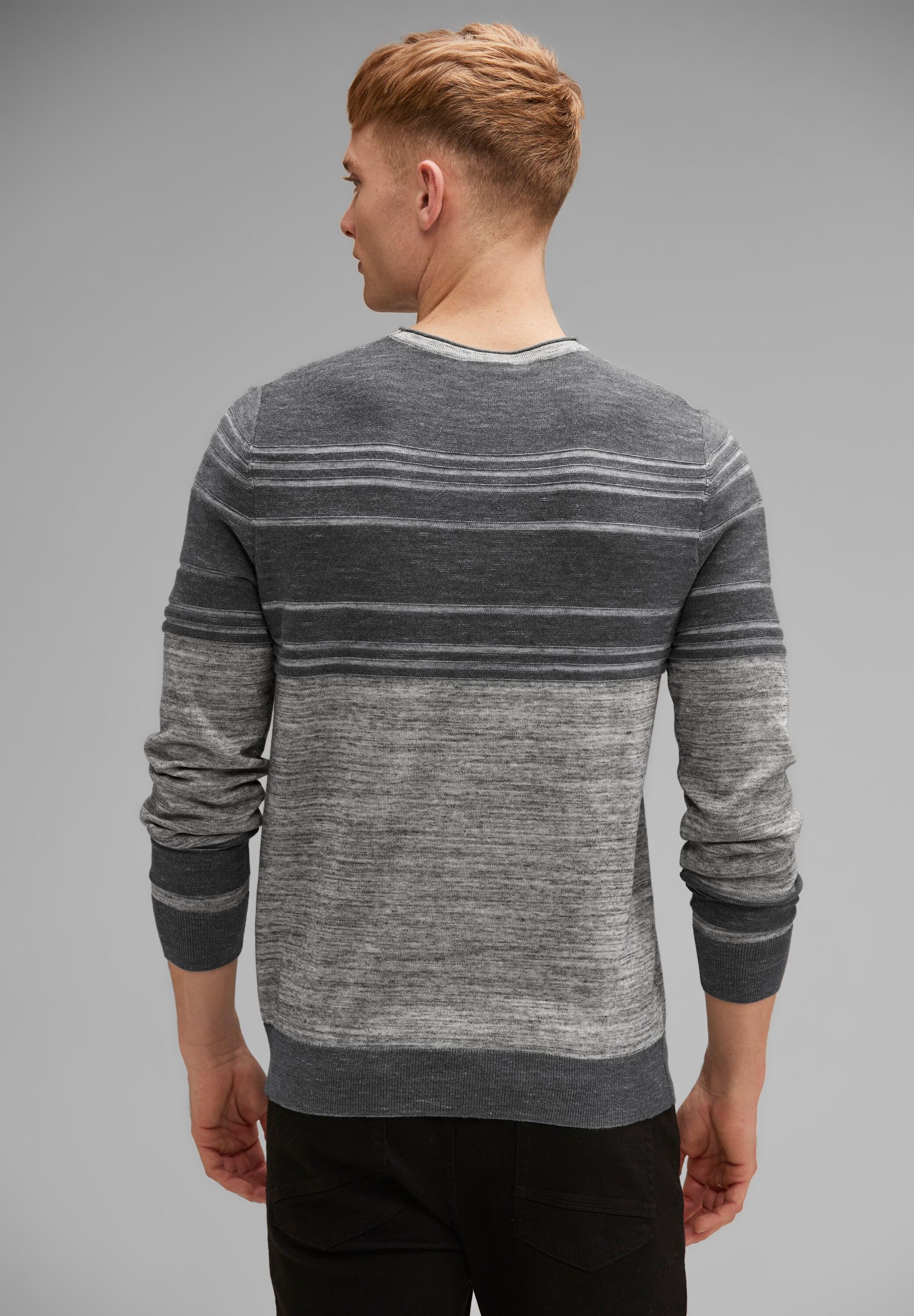 STREET ONE MEN Strickpullover »Zweifarbiger Strickpullover«, Zweifarbig gestreift