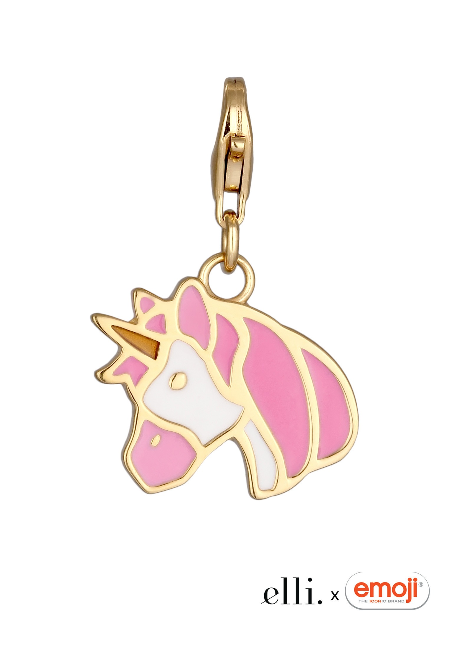 Elli Charm-Einhänger »Charm Anhänger Emoji Einhorn Emaille 925 Sterling Silber«