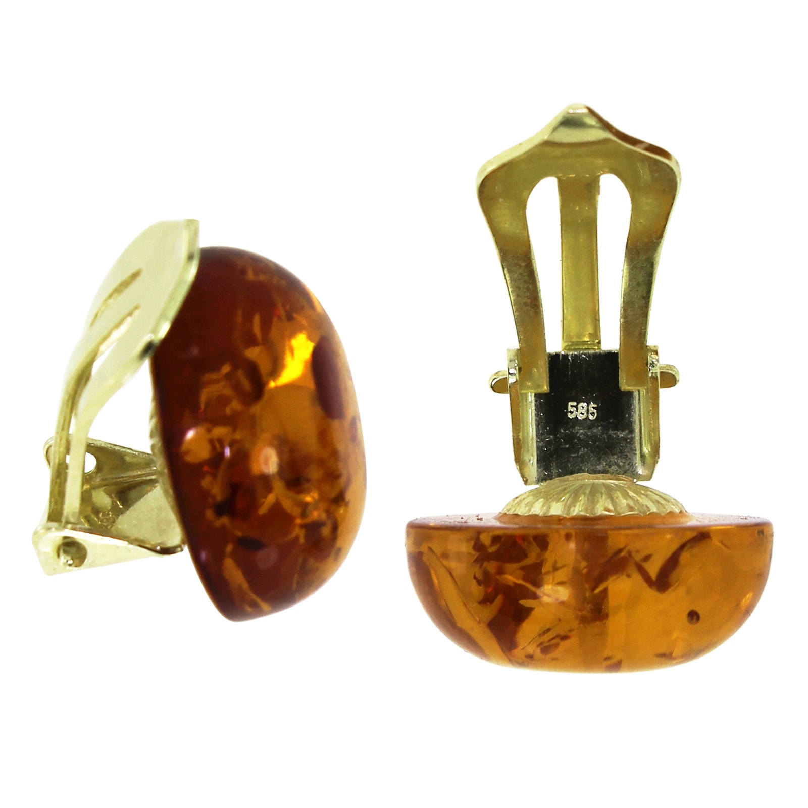 OSTSEE-SCHMUCK Paar Ohrclips »- Klassisch 16 mm - Gold 585/000 - Bernstein«