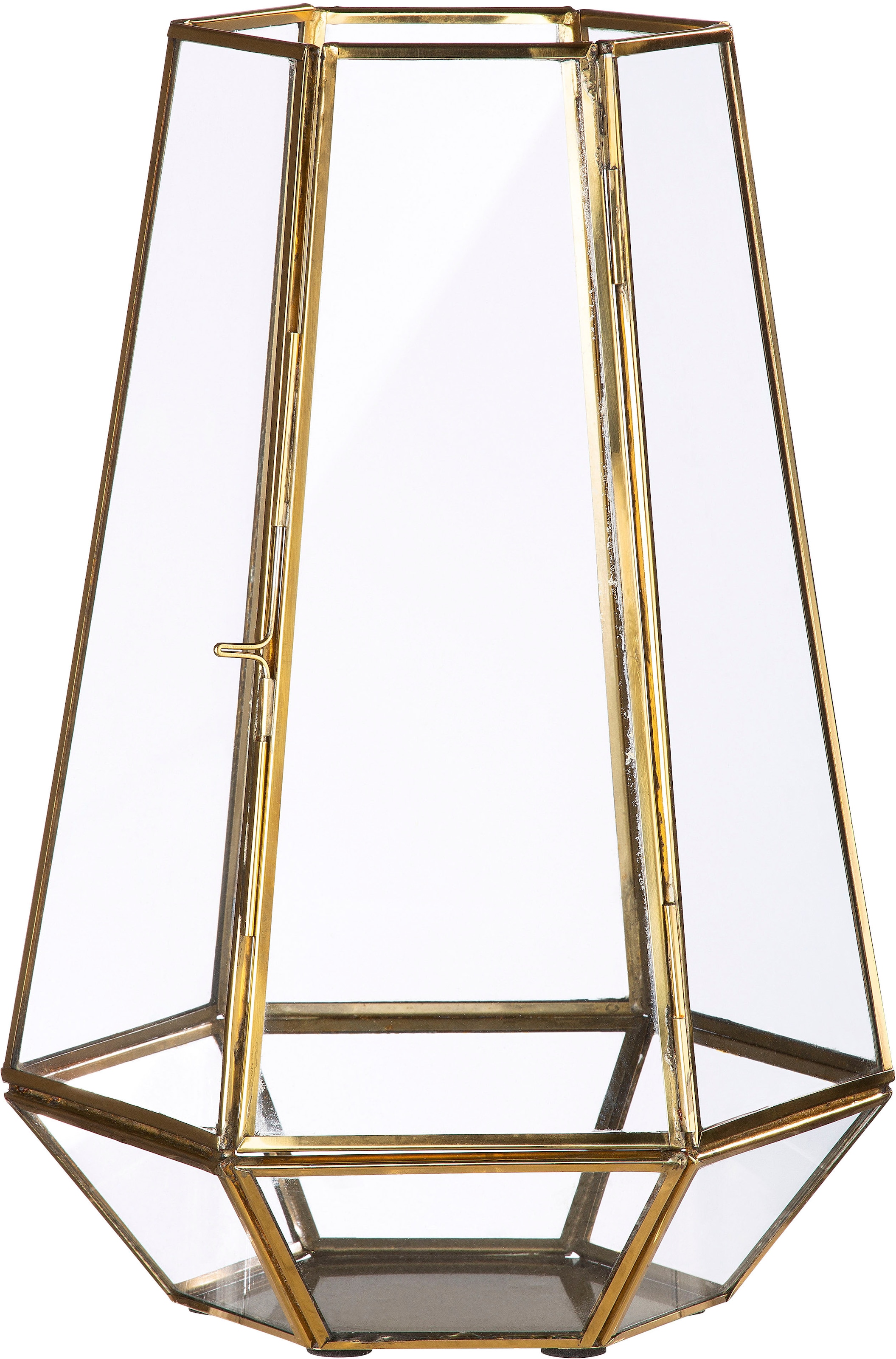 GILDE Windlicht »Kerzenhalter Cozy, 6-eckig«, (1 St.), 1-flammig, aus Metall und Glas, Höhe ca. 30 cm