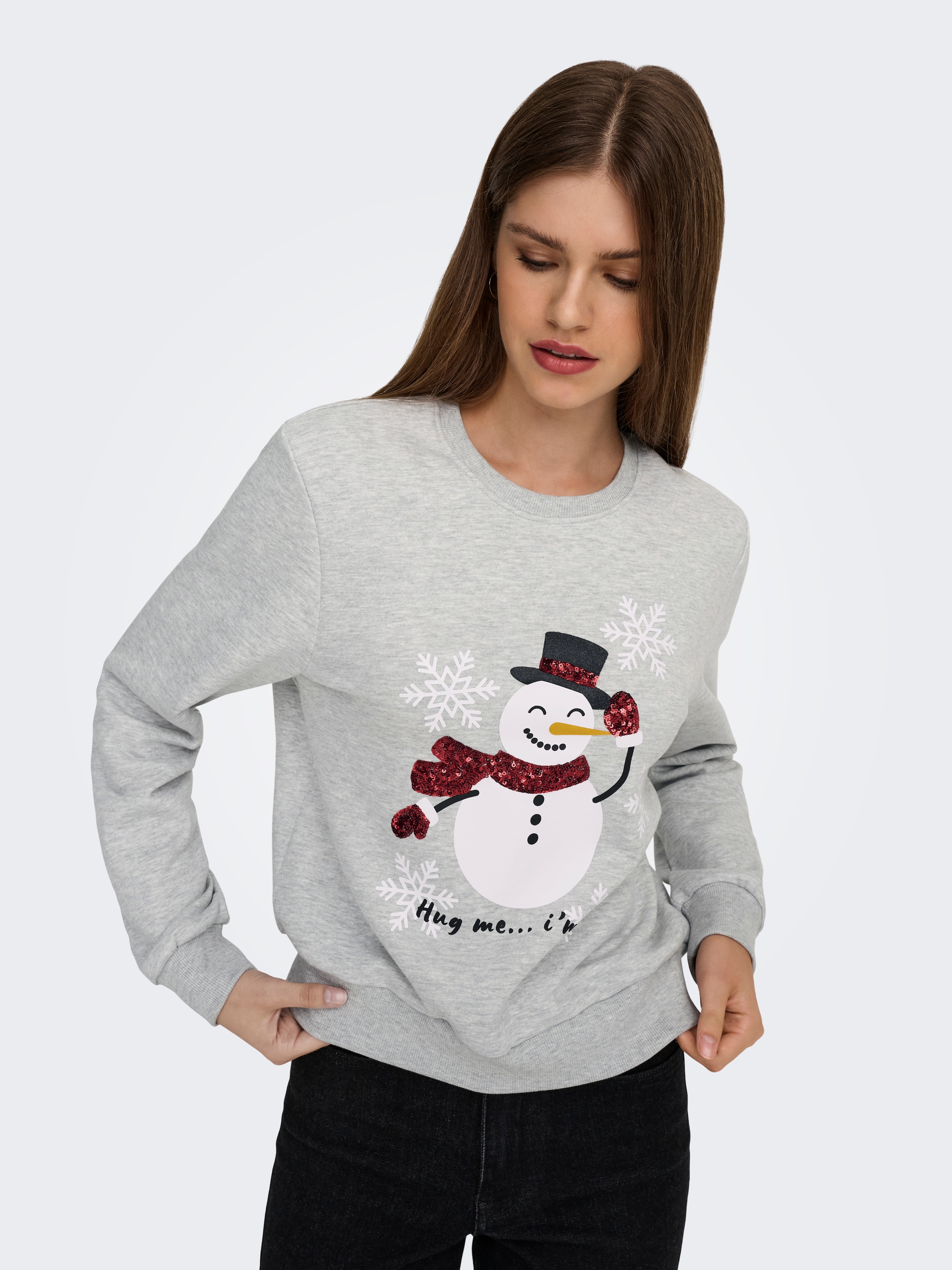 ONLY Weihnachtssweatshirt »ONLYDA XMAS L/S O-NECK BOX SWT«, mit verschiedenen Weihnachtsmotiven
