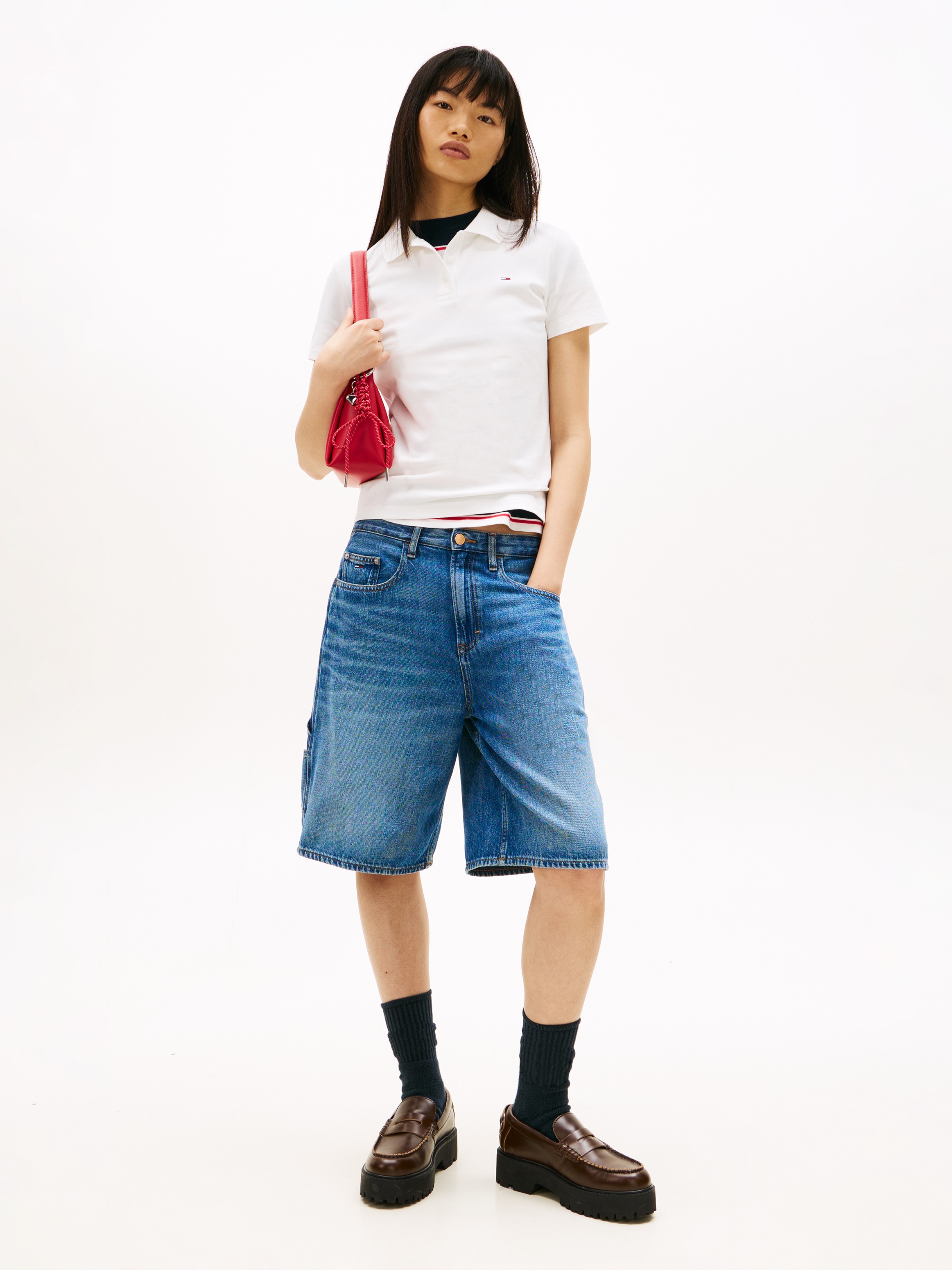 Tommy Jeans »TJW SLIM ESSENTIAL POLO SS« mit Logostickerei